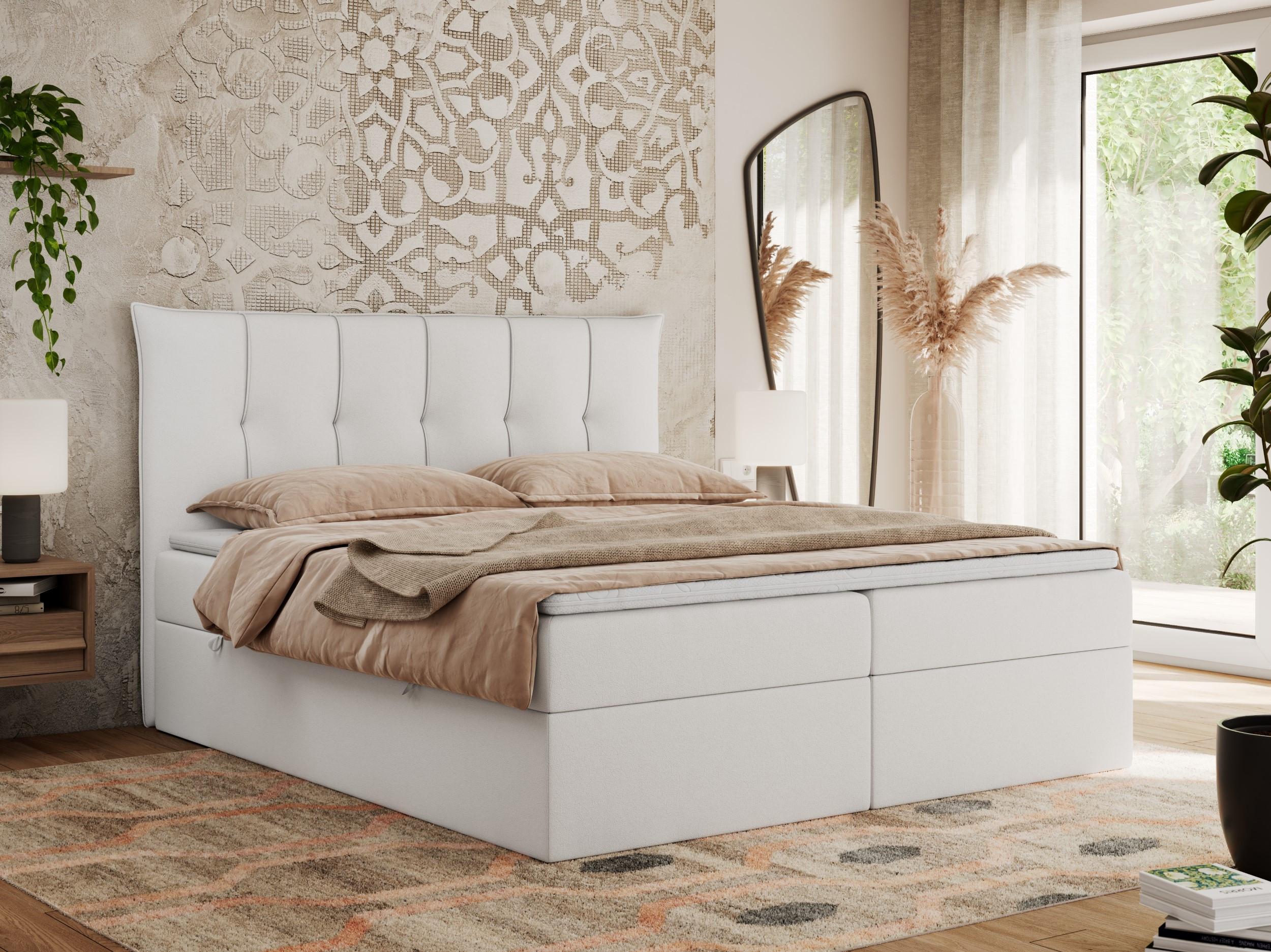 wohnli-moebel-suche-800000617199-1 BOXBETT PREMIUM 10 160/200 Weiß Kunstleder - H4 Textil MKS Möbel > Betten > Boxspringbetten Weiß