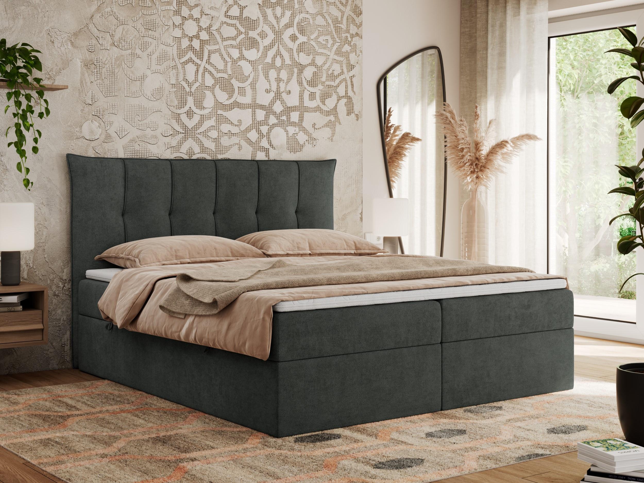 BOXBETT PREMIUM 10 200/200 Dunkelgrau Struktur - H3 Textil MKS Möbel > Betten > Boxspringbetten Grau