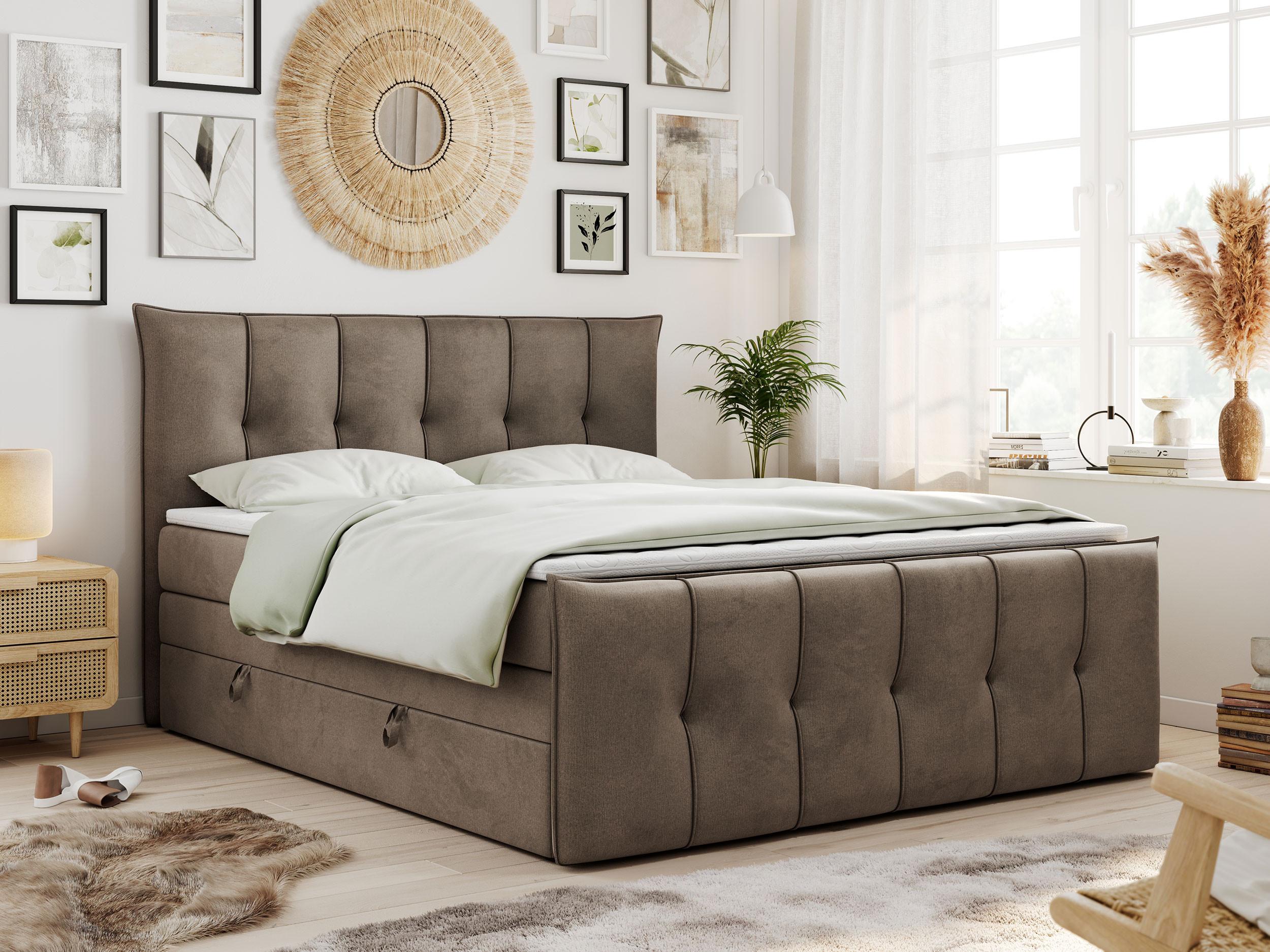wohnli-moebel-suche-800000617210-1 BOXSPRINGBETT PREMIUM 11 KING 200/200 Braun Velvet - H4 Textil MKS Möbel > Betten > Boxspringbetten Braun