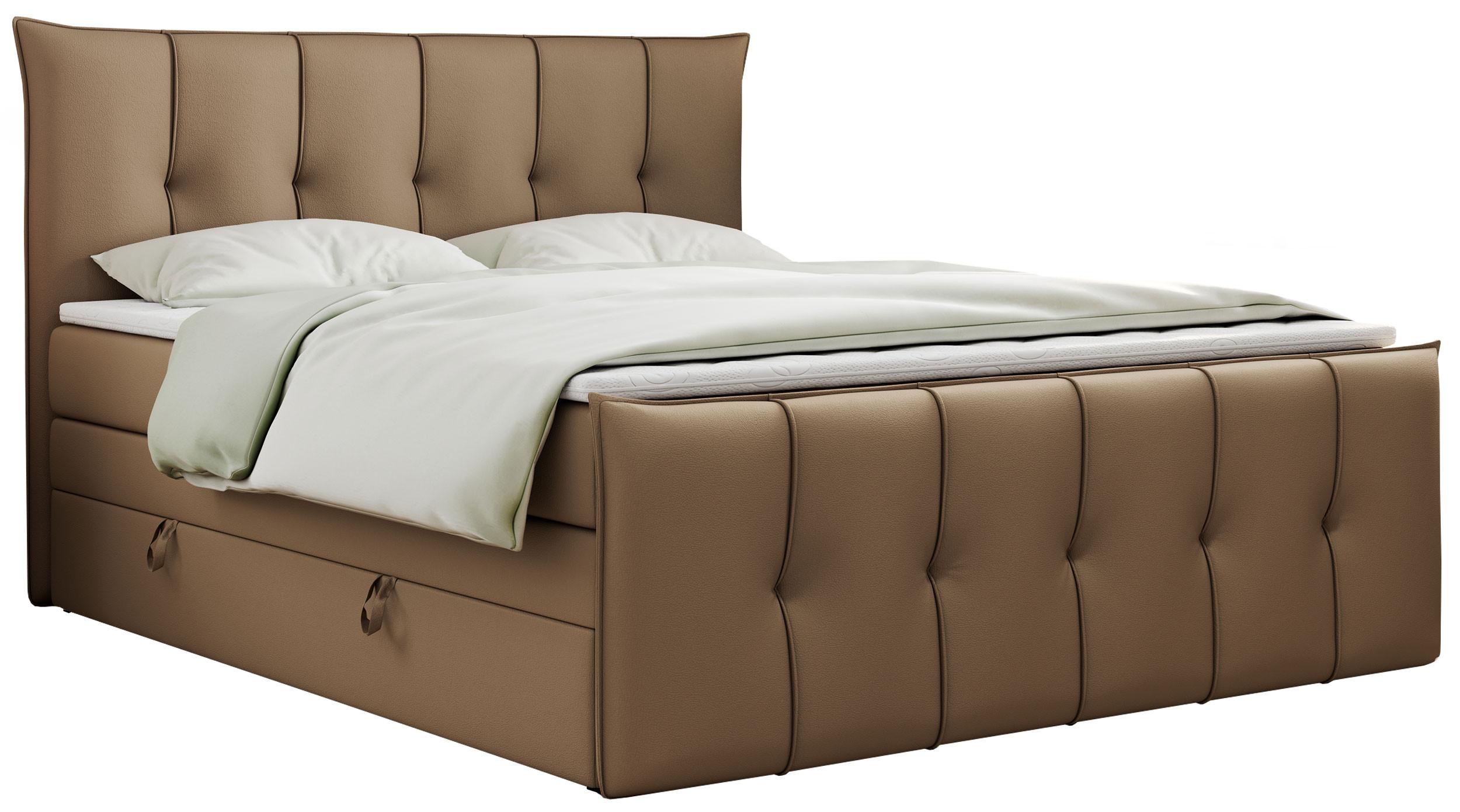Wohnli Möbelsuche - BOXSPRINGBETT PREMIUM 11 KING 200/200 Braun Kunstleder - H4