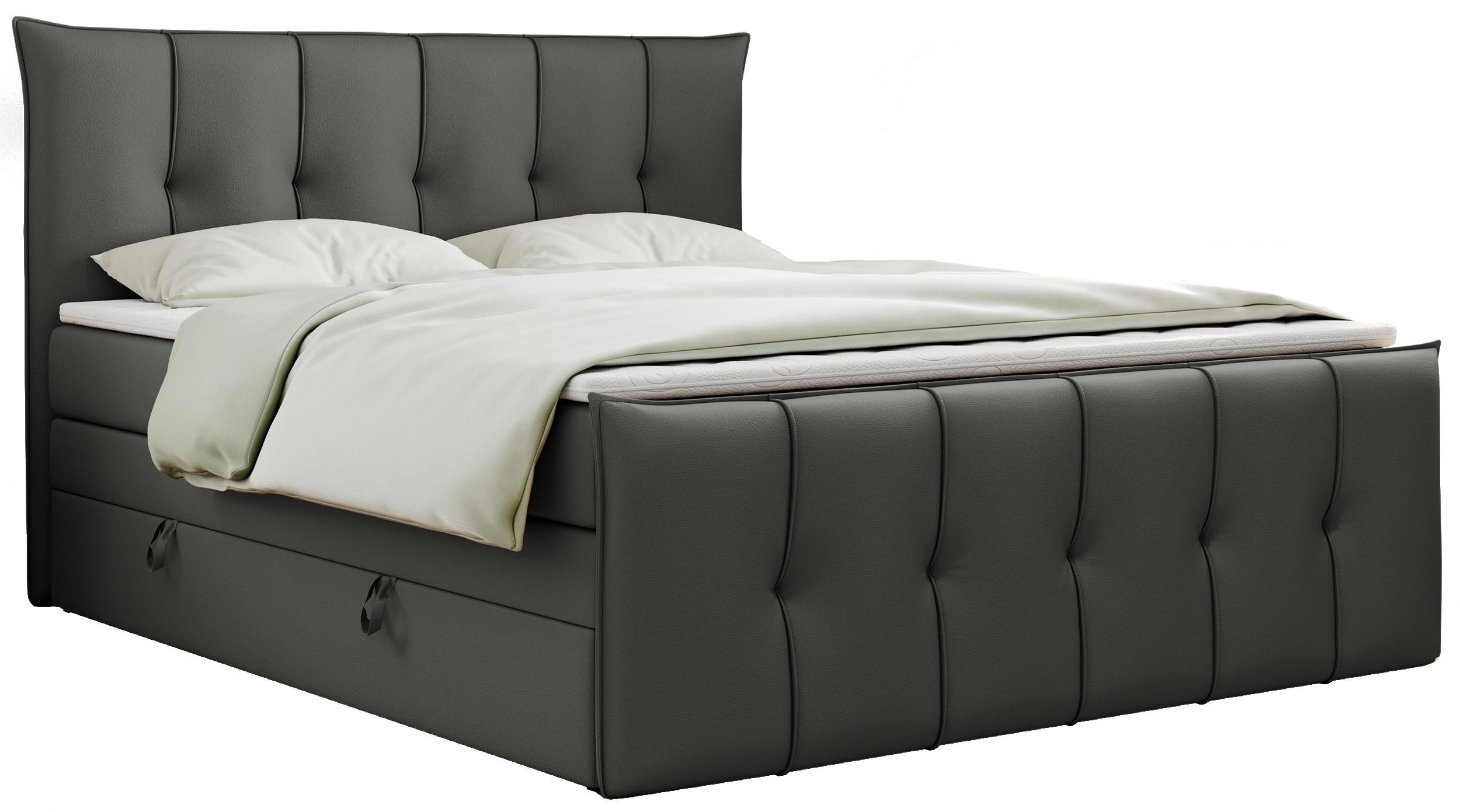 Wohnli Möbelsuche - BOXSPRINGBETT PREMIUM 11 KING 200/200 Dunkelgrau Kunstleder - H3