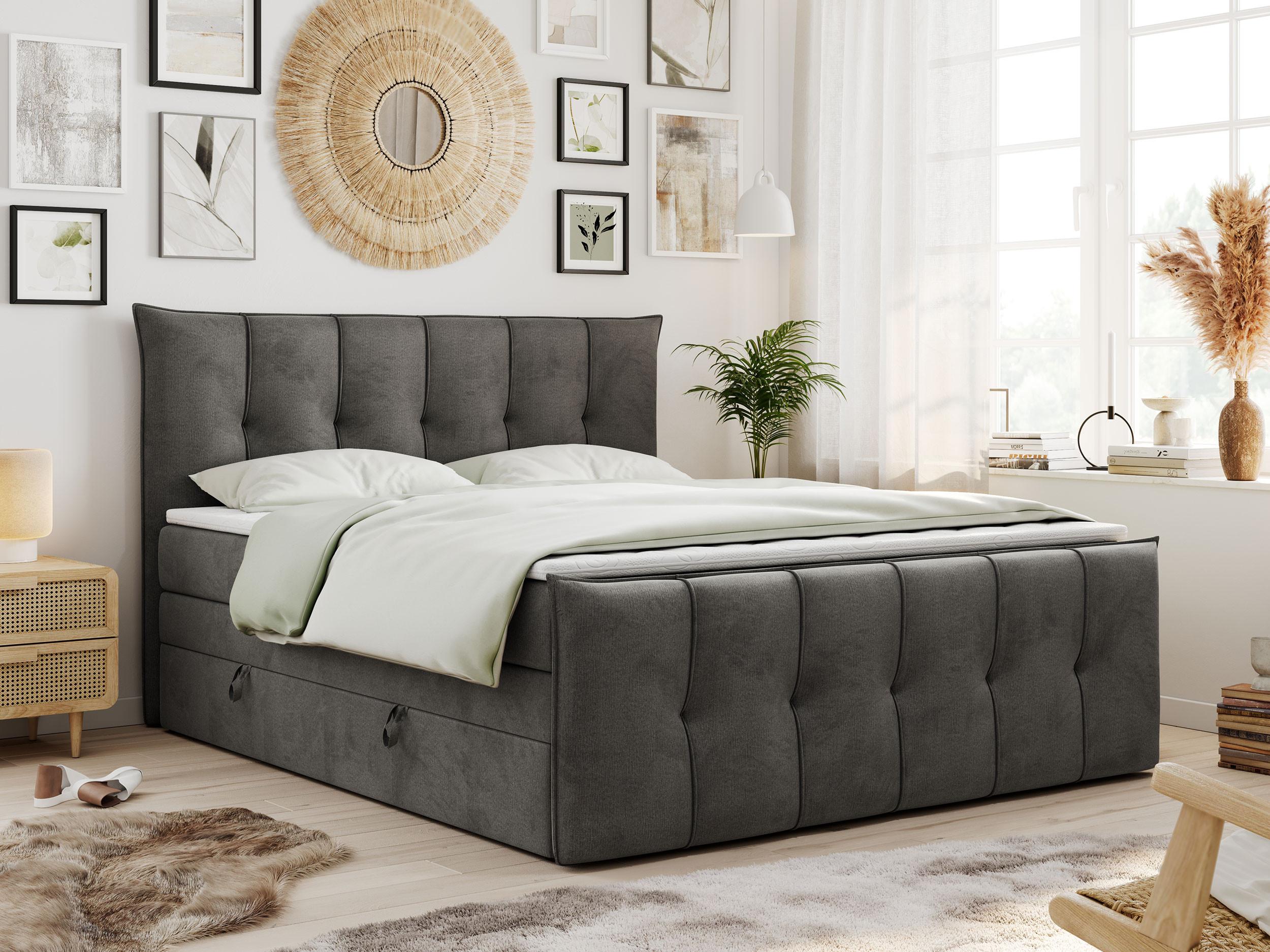 wohnli-moebel-suche-800000617273-1 BOXSPRINGBETT PREMIUM 11 KING 200/200 Hellgrau Velvet - H3 Textil MKS Möbel > Betten > Boxspringbetten Grau