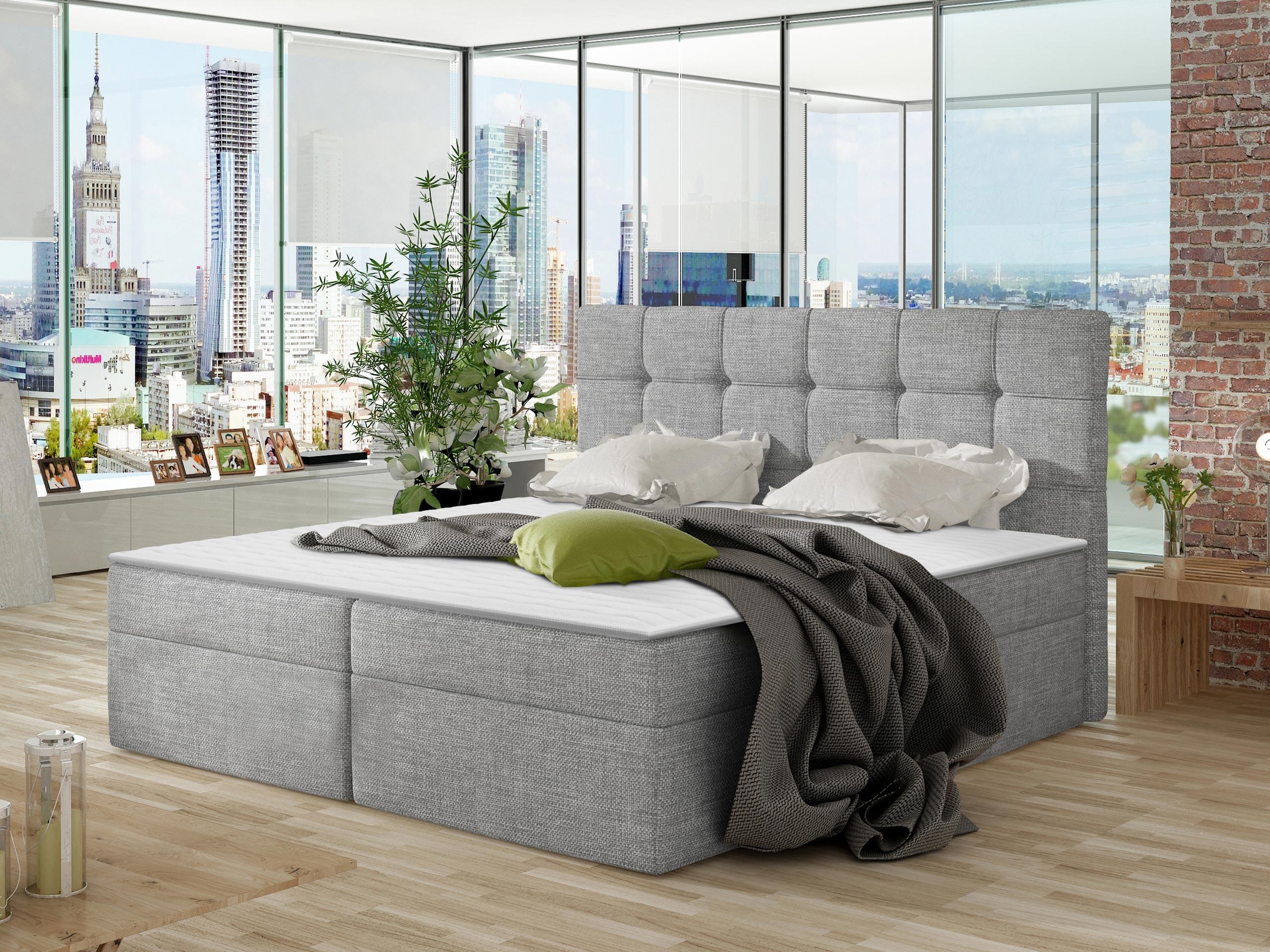 BOXBETT Nele - H3 Textil MIRJAN24 Möbel > Betten > Boxspringbetten Grau