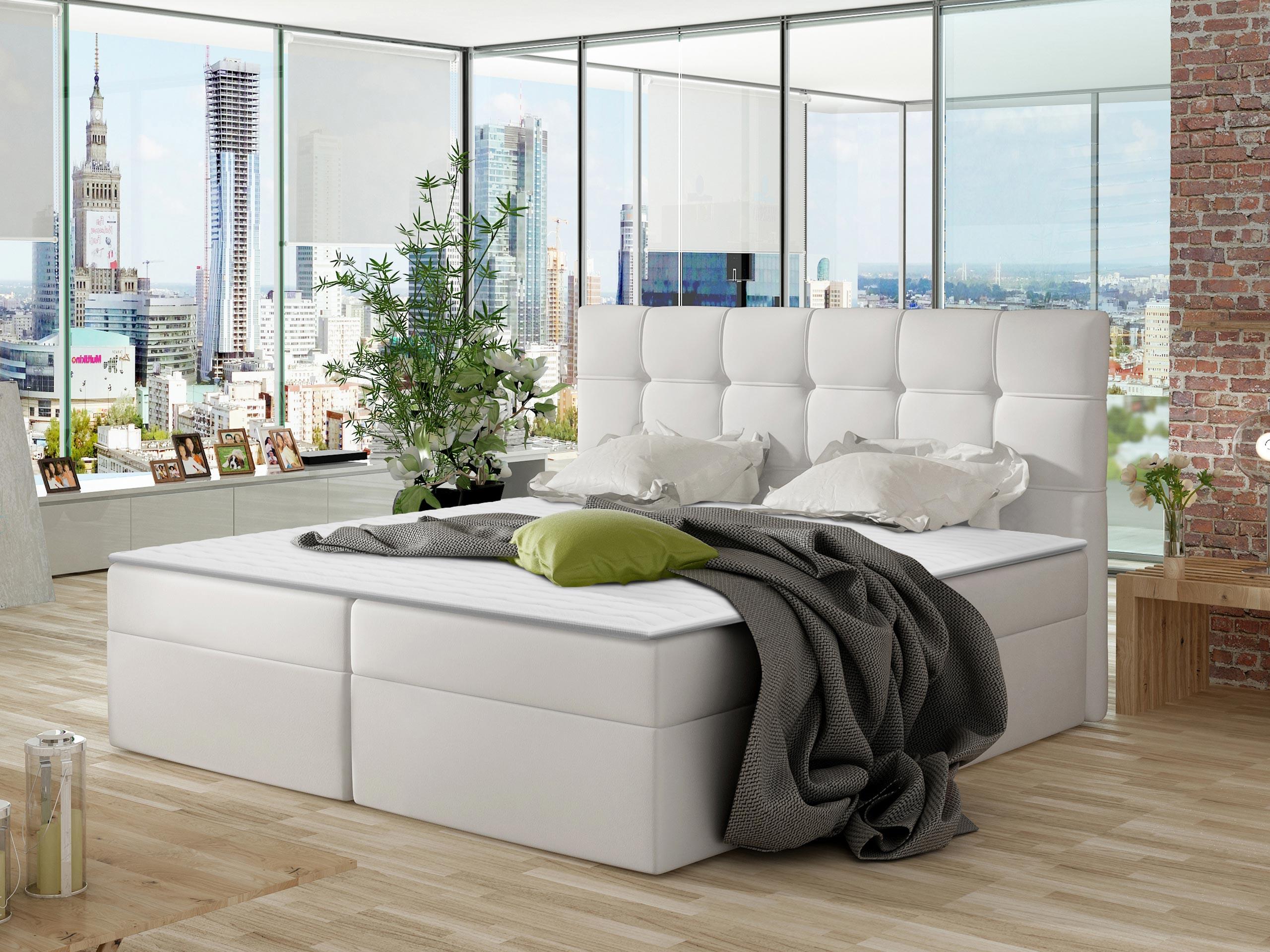 BOXBETT Nele - H3 Textil MIRJAN24 Möbel > Betten > Boxspringbetten Weiß