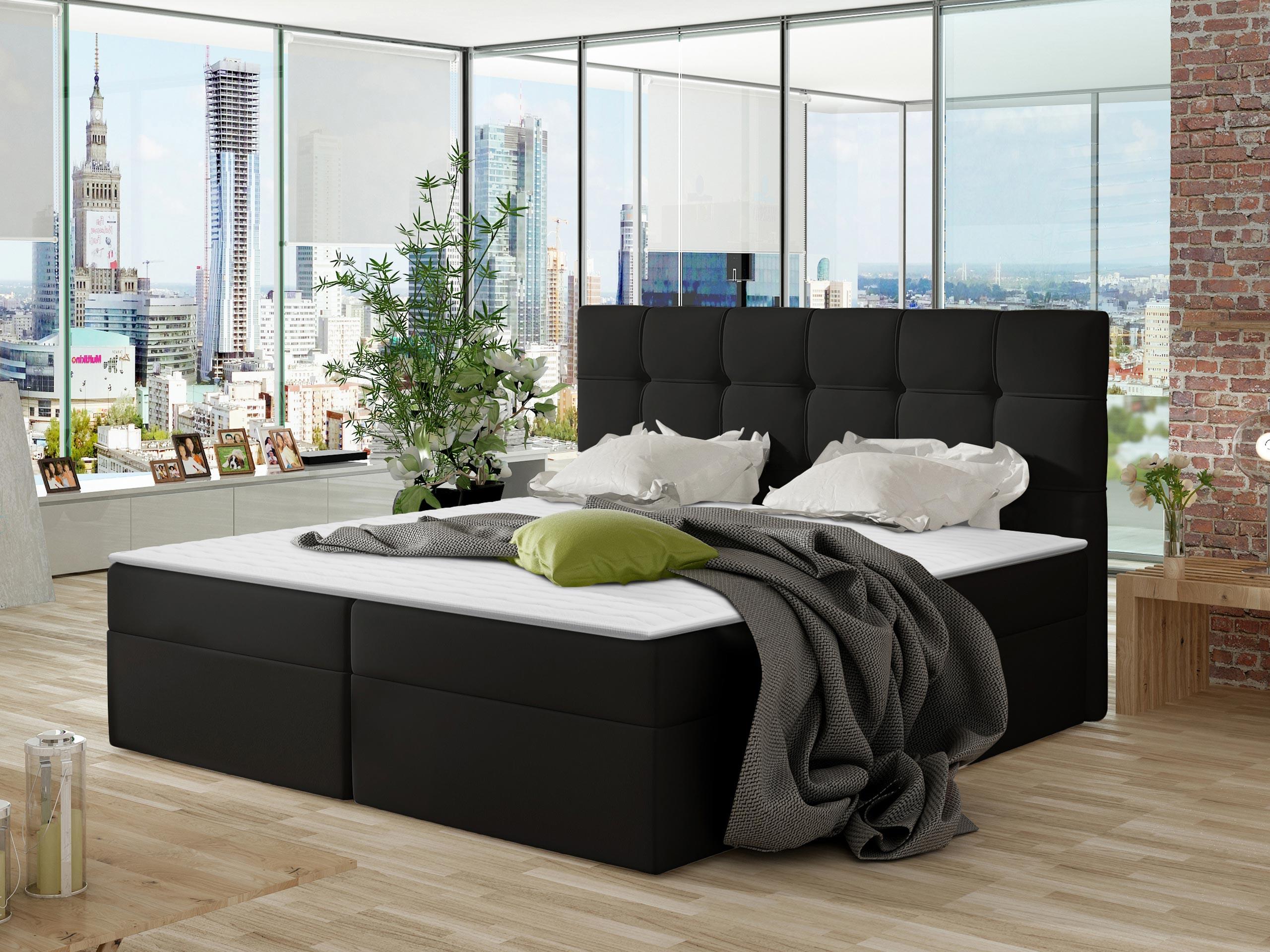 BOXBETT Nele - H3 Textil MIRJAN24 Möbel > Betten > Boxspringbetten Schwarz