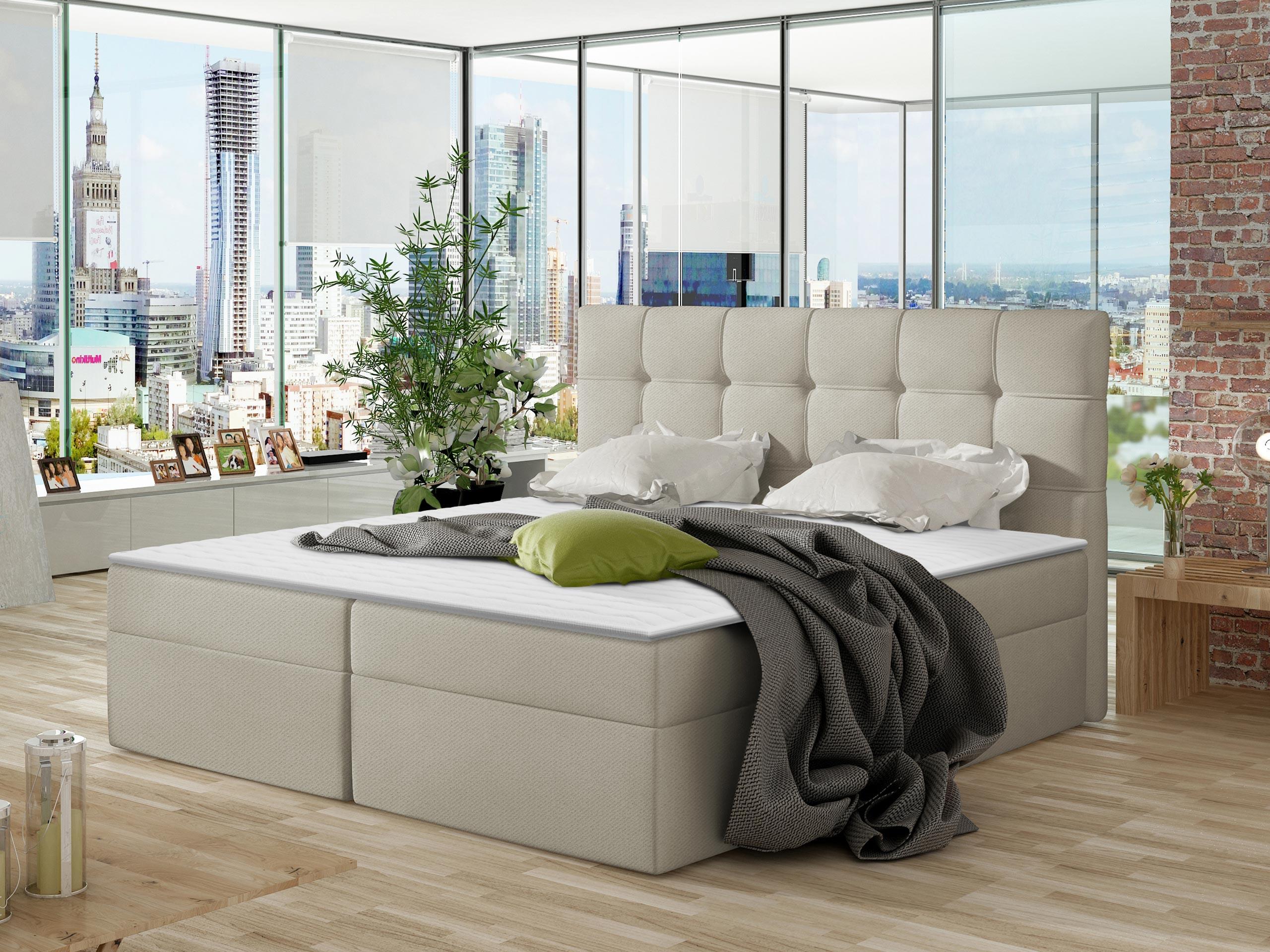 BOXBETT Nele - H3 Textil MIRJAN24 Möbel > Betten > Boxspringbetten Beige