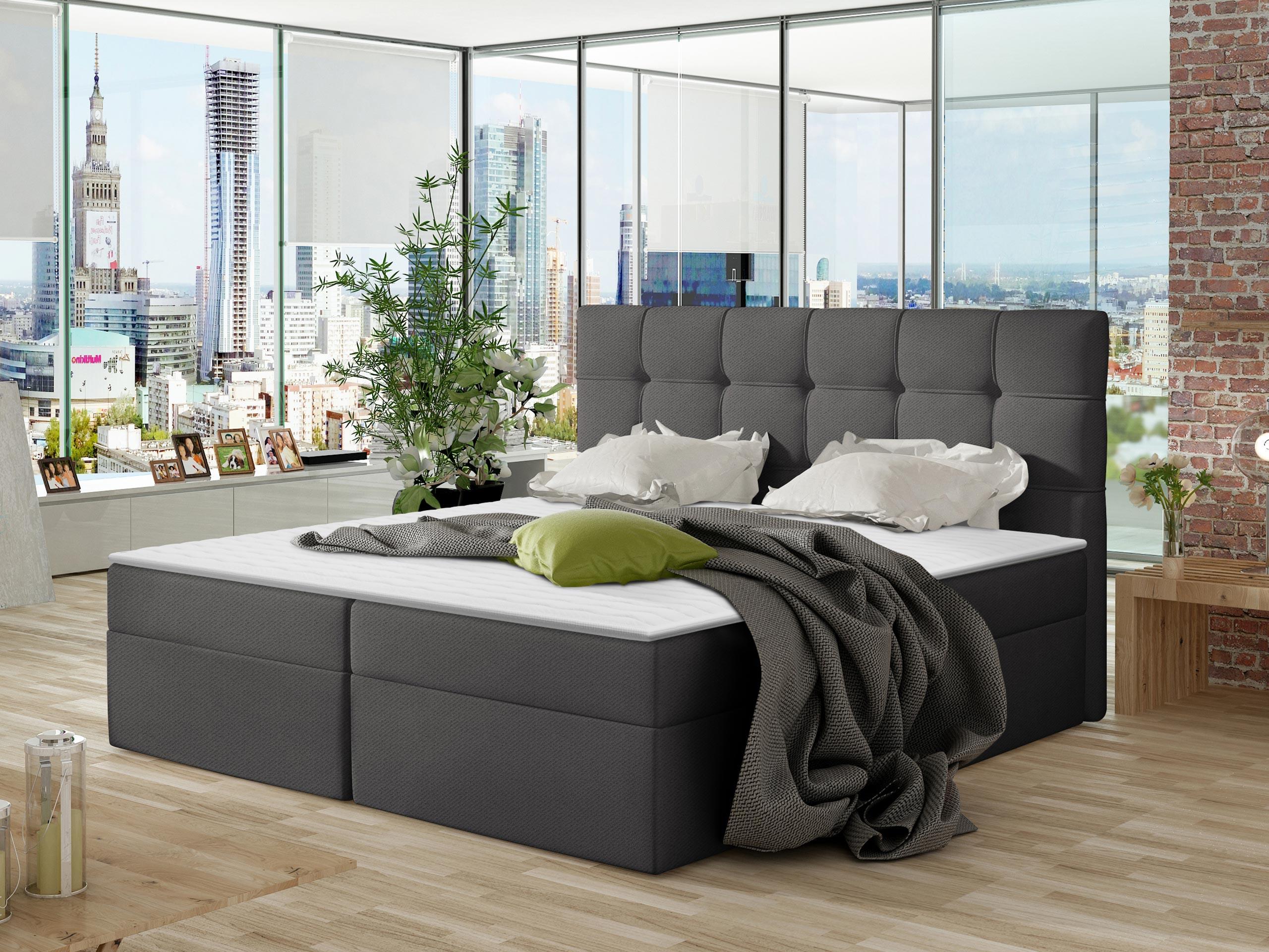 BOXBETT Nele - H3 Textil MIRJAN24 Möbel > Betten > Boxspringbetten Grau