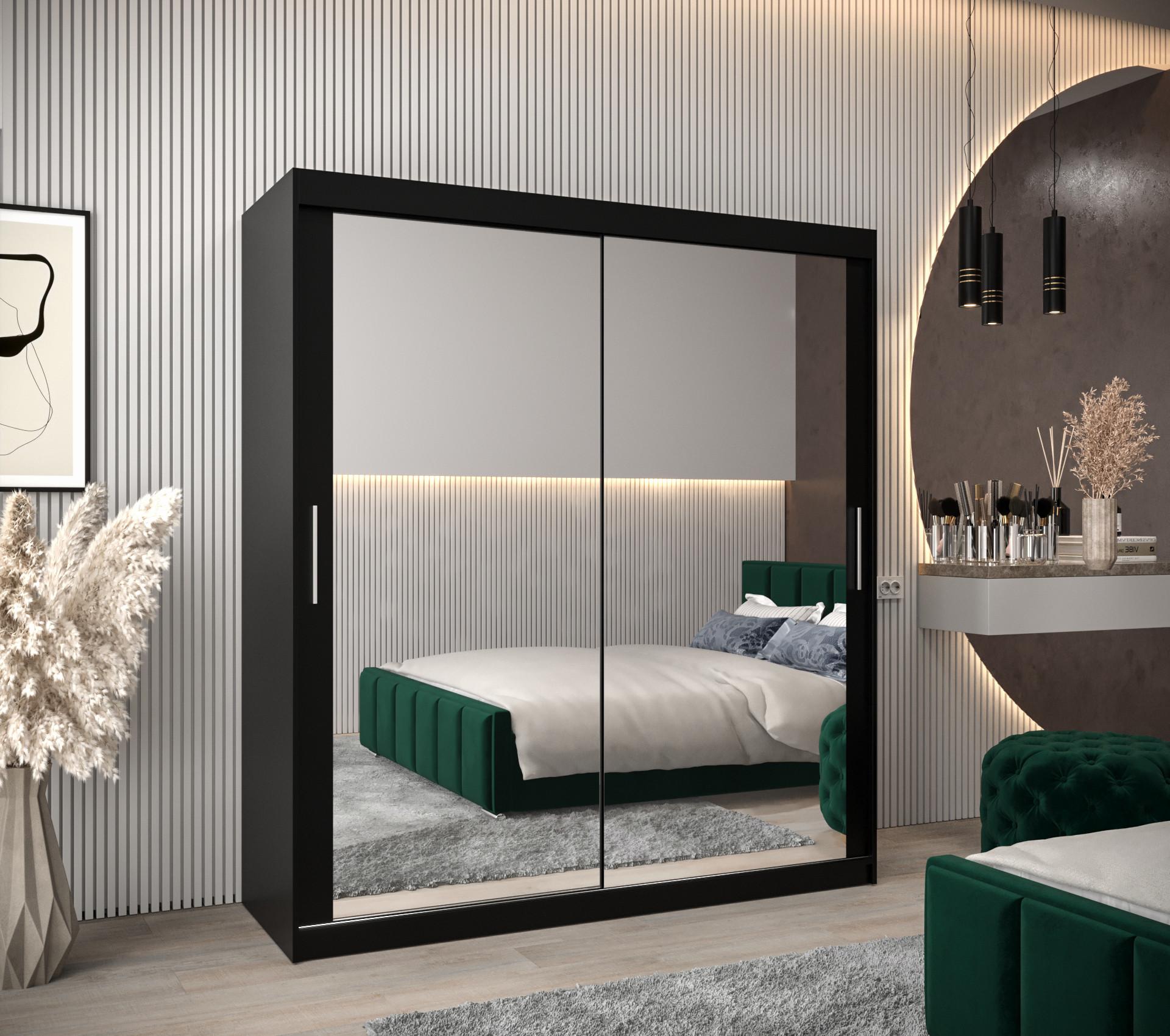 wohnli-moebel-suche-800000619558-1 SCHWEBETÜRENSCHRANK 200/180/62 2-türig Holz MÖBEL KRYSPOL Möbel > Schränke > Kleiderschränke > Schwebetürenschränke Schwarz