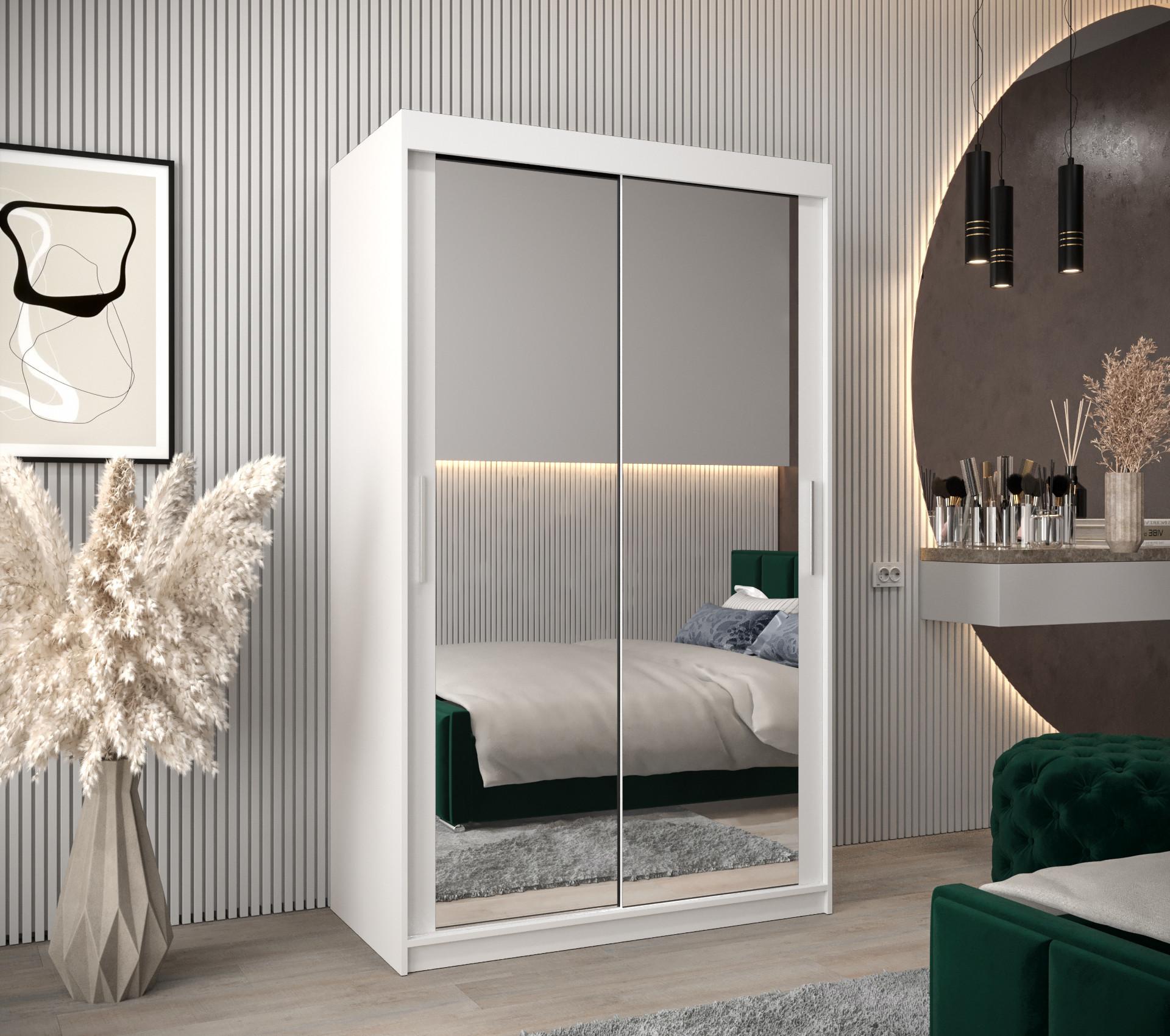 wohnli-moebel-suche-800000619593-1 SCHWEBETÜRENSCHRANK 200/120/62 2-türig Holz MÖBEL KRYSPOL Möbel > Schränke > Kleiderschränke > Schwebetürenschränke Weiß