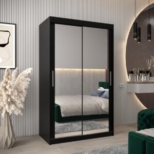 wohnli-moebel-suche-800000619603-1 SCHWEBETÜRENSCHRANK 200/120/62 2-türig Holz MÖBEL KRYSPOL Möbel > Schränke > Kleiderschränke > Schwebetürenschränke Schwarz