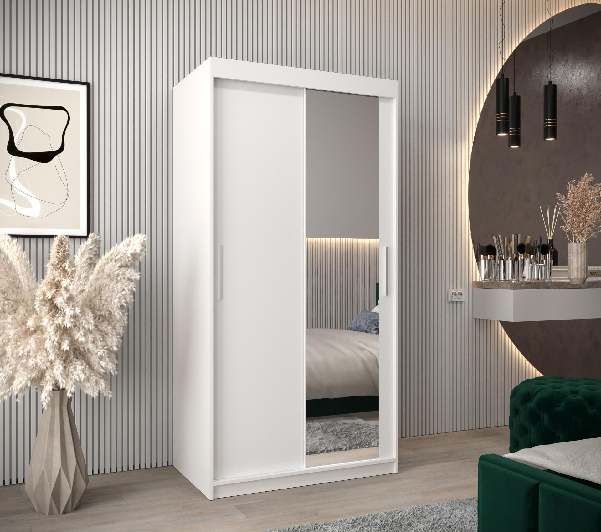 wohnli-moebel-suche-800000619625-1 SCHWEBETÜRENSCHRANK 200/100/62 2-türig Holz MÖBEL KRYSPOL Möbel > Schränke > Kleiderschränke > Schwebetürenschränke Weiß