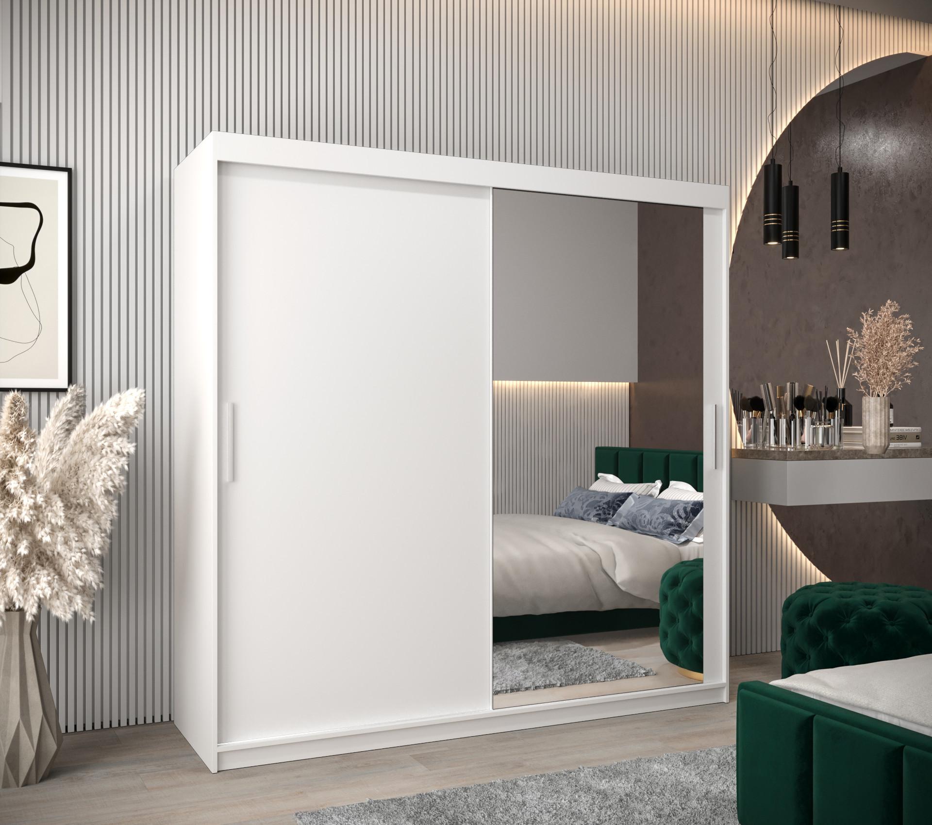 wohnli-moebel-suche-800000619632-1 SCHWEBETÜRENSCHRANK 200/200/62 2-türig Holz MÖBEL KRYSPOL Möbel > Schränke > Kleiderschränke > Schwebetürenschränke Weiß