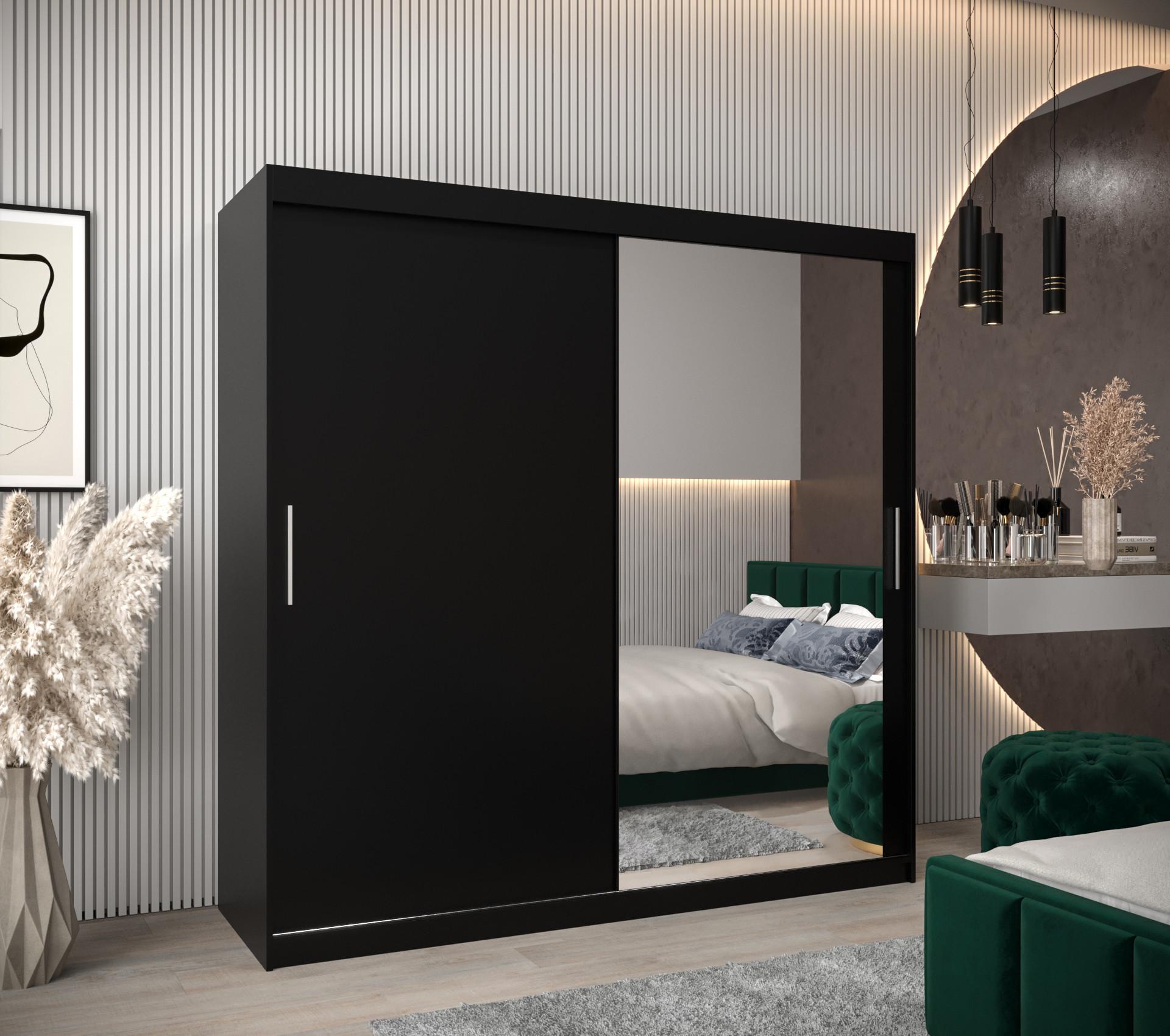 wohnli-moebel-suche-800000619646-1 SCHWEBETÜRENSCHRANK 200/200/62 2-türig Holz MÖBEL KRYSPOL Möbel > Schränke > Kleiderschränke > Schwebetürenschränke Schwarz