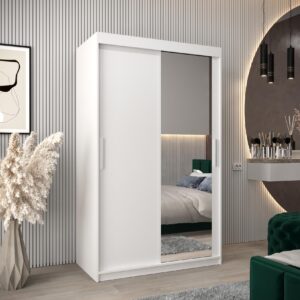 wohnli-moebel-suche-800000619682-1 SCHWEBETÜRENSCHRANK 200/120/62 2-türig Holz MÖBEL KRYSPOL Möbel > Schränke > Kleiderschränke > Schwebetürenschränke Weiß
