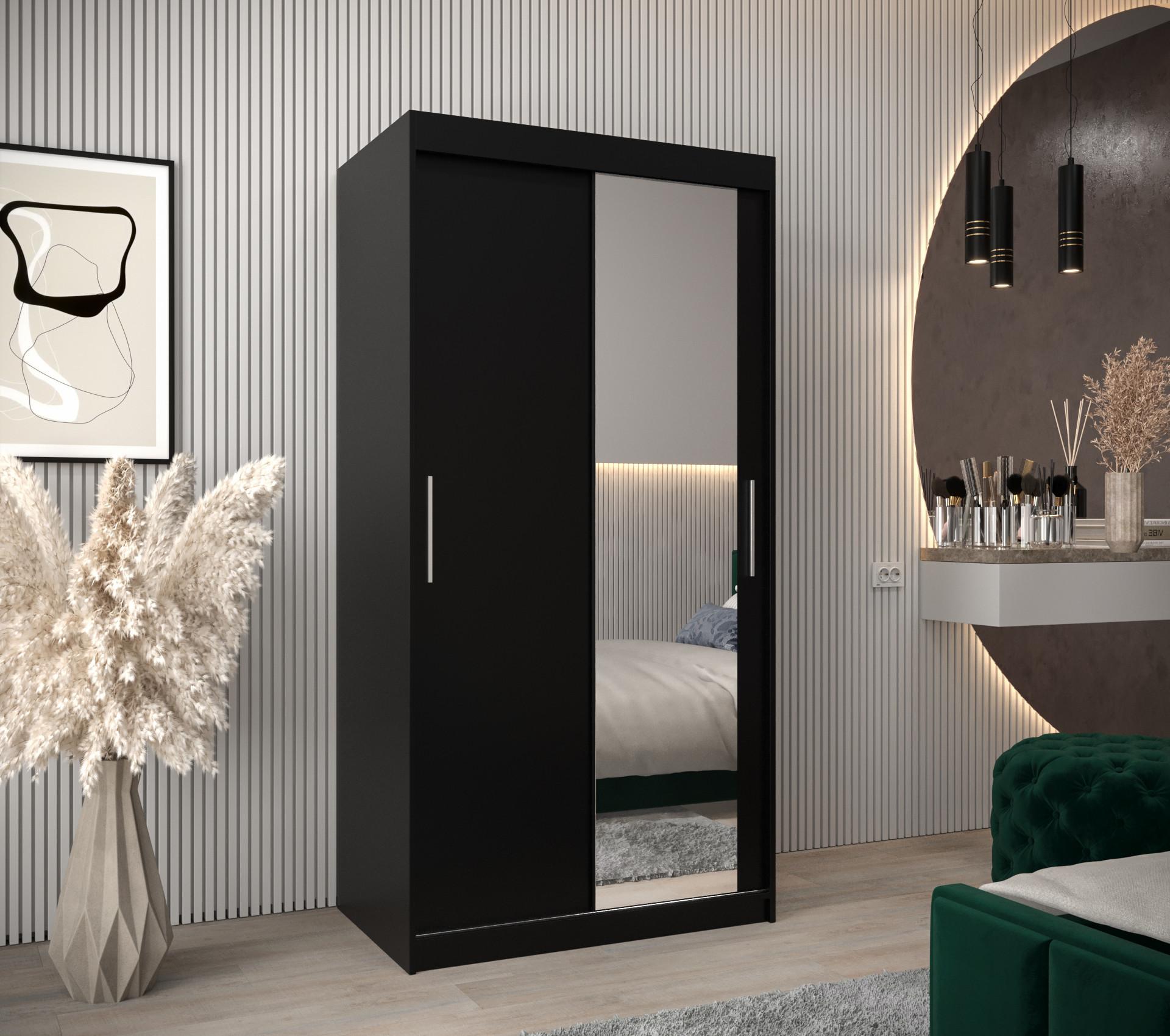 wohnli-moebel-suche-800000619691-1 SCHWEBETÜRENSCHRANK 200/100/62 2-türig Holz MÖBEL KRYSPOL Möbel > Schränke > Kleiderschränke > Schwebetürenschränke Schwarz