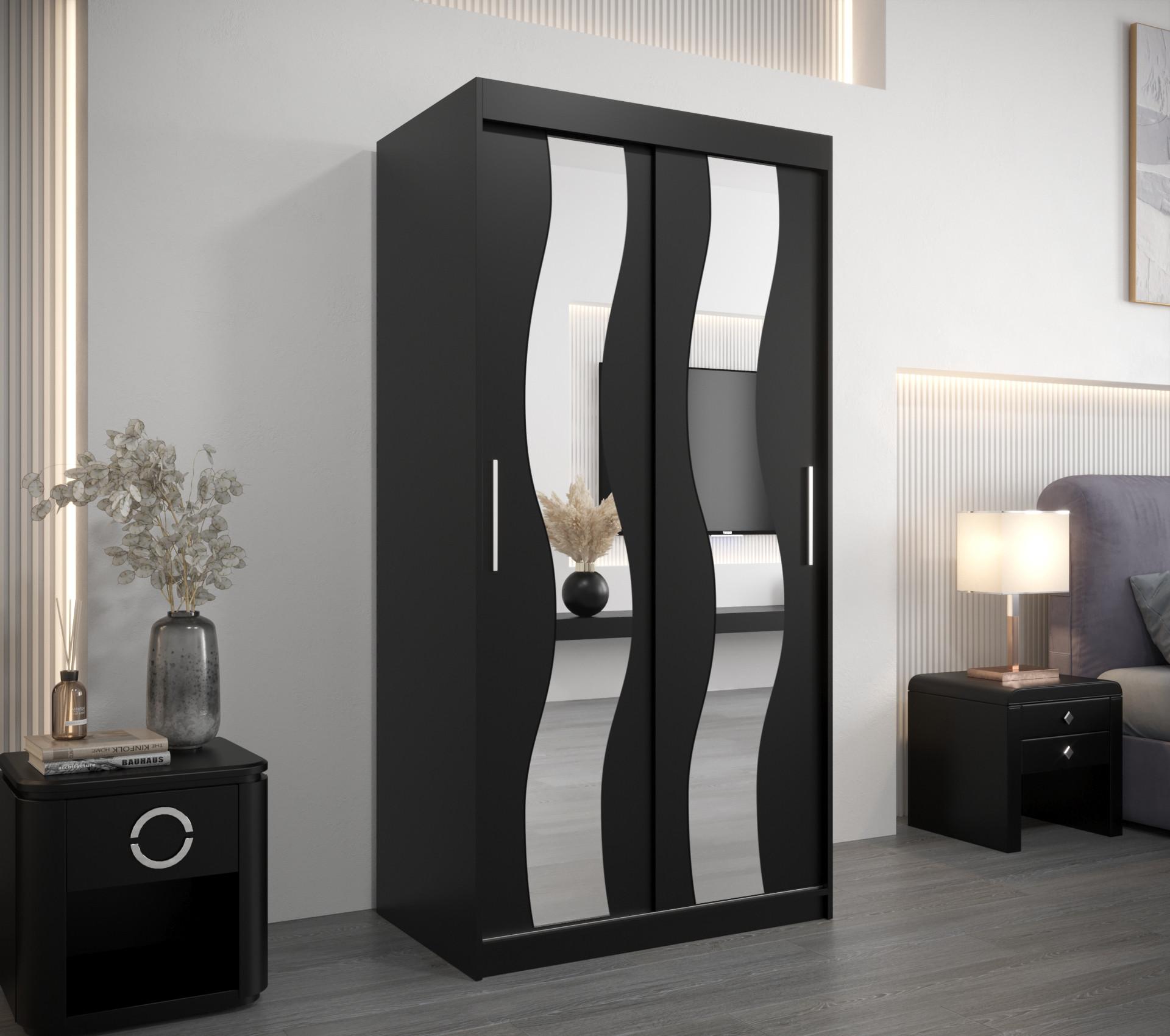 wohnli-moebel-suche-800000619955-1 SCHWEBETÜRENSCHRANK 200/100/62 2-türig Holz MÖBEL KRYSPOL Möbel > Schränke > Kleiderschränke > Schwebetürenschränke Schwarz