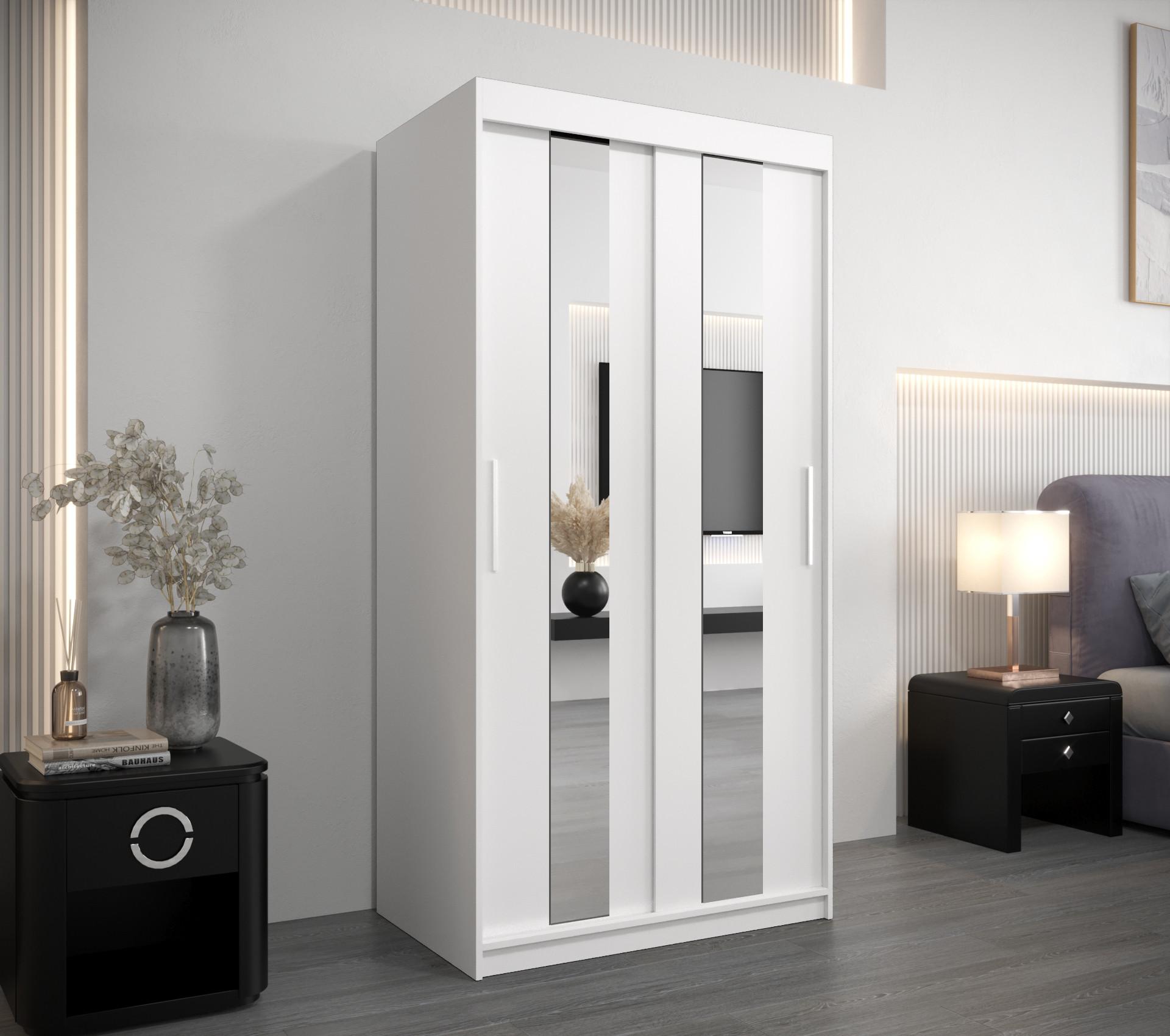 wohnli-moebel-suche-800000619956-1 SCHWEBETÜRENSCHRANK 200/100/62 2-türig Holz MÖBEL KRYSPOL Möbel > Schränke > Kleiderschränke > Schwebetürenschränke Weiß