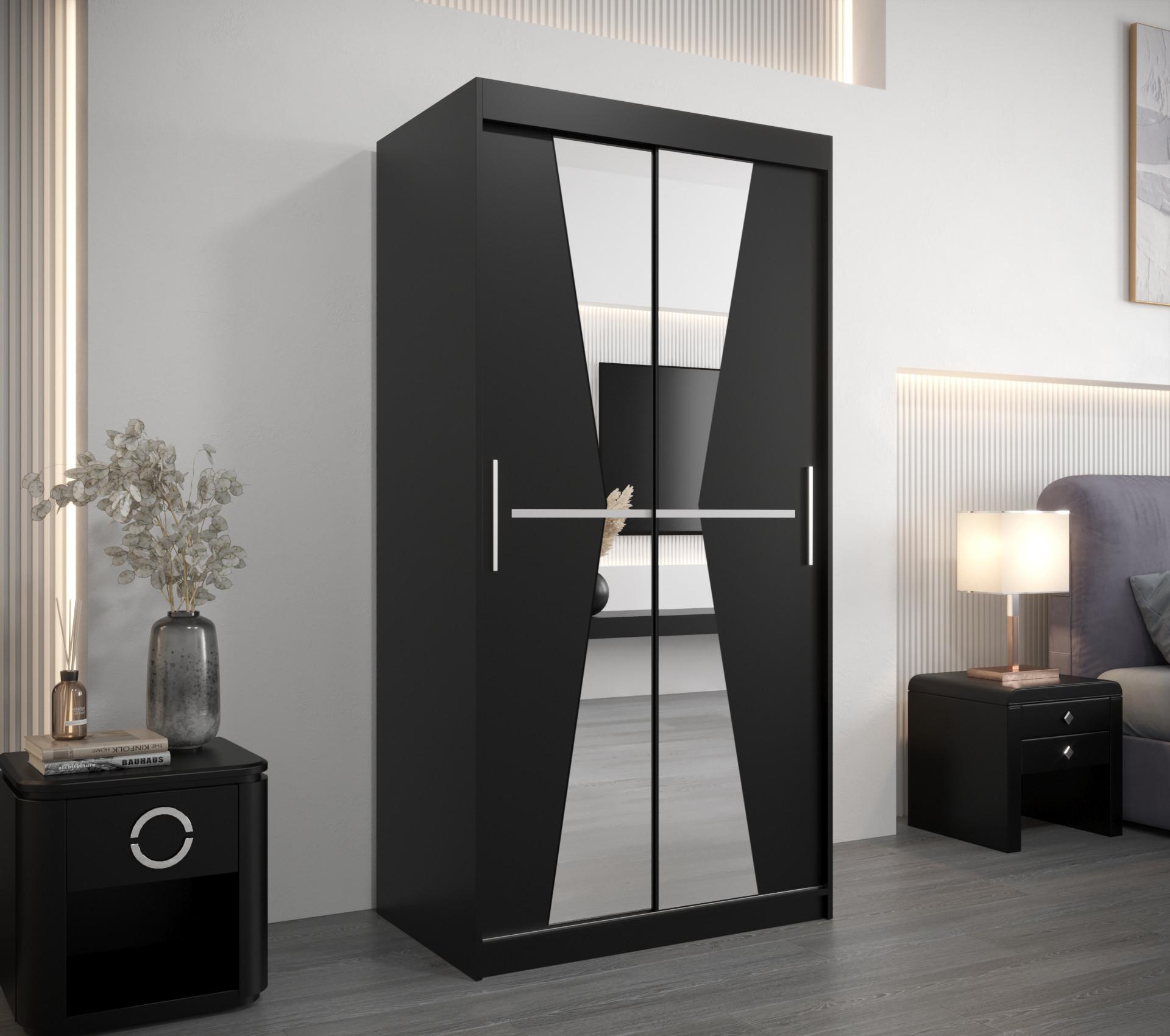 wohnli-moebel-suche-800000620012-1 SCHWEBETÜRENSCHRANK 200/100/62 2-türig Holz MÖBEL KRYSPOL Möbel > Schränke > Kleiderschränke > Schwebetürenschränke Schwarz
