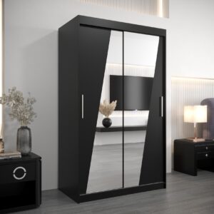 wohnli-moebel-suche-800000620082-1 SCHWEBETÜRENSCHRANK 200/120/62 2-türig Holz MÖBEL KRYSPOL Möbel > Schränke > Kleiderschränke > Schwebetürenschränke Schwarz