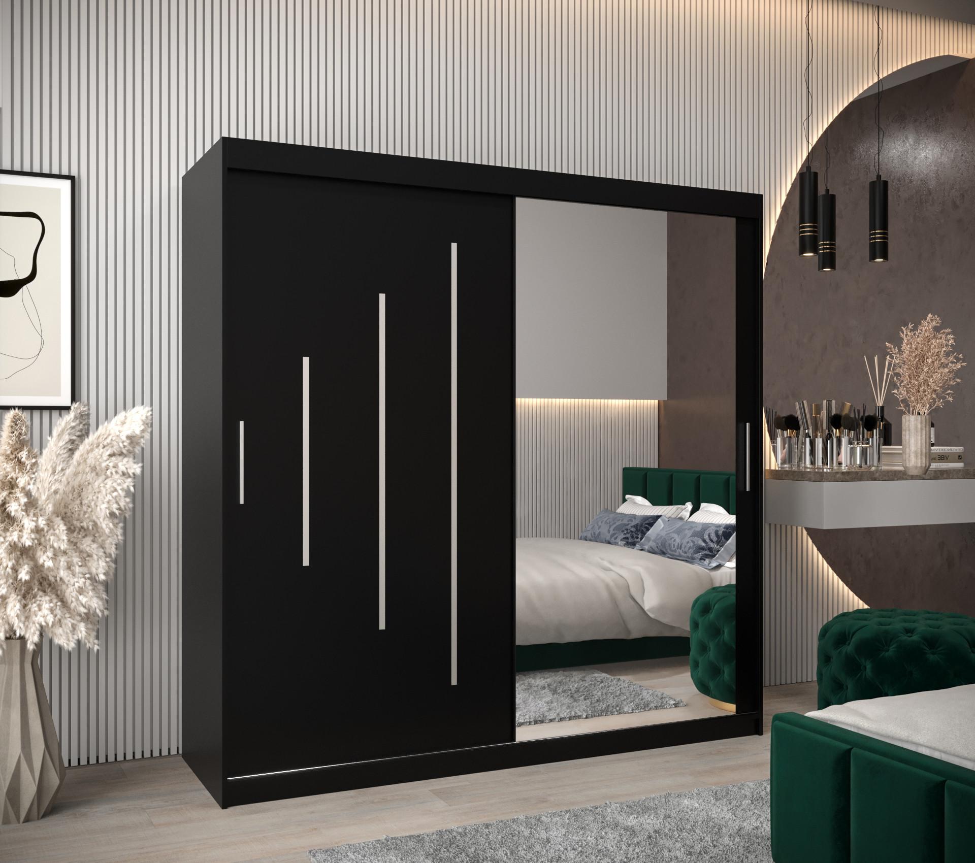 SCHWEBETÜRENSCHRANK 200/200/62 2-türig Holz Abiks Möbel Möbel > Schränke > Kleiderschränke > Schwebetürenschränke Schwarz