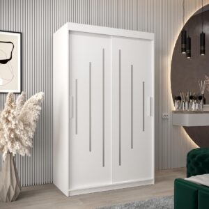 wohnli-moebel-suche-800000620136-1 SCHWEBETÜRENSCHRANK 200/120/62 2-türig Holz Abiks Möbel Möbel > Schränke > Kleiderschränke > Schwebetürenschränke Weiß