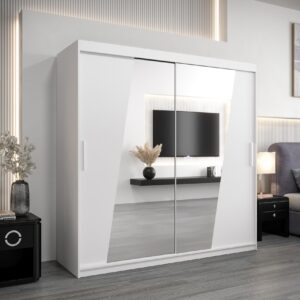 wohnli-moebel-suche-800000620151-1 SCHWEBETÜRENSCHRANK 200/120/62 2-türig Holz MÖBEL KRYSPOL Möbel > Schränke > Kleiderschränke > Schwebetürenschränke Weiß