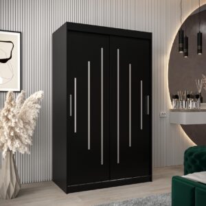 wohnli-moebel-suche-800000620188-1 SCHWEBETÜRENSCHRANK 200/120/62 2-türig Holz Abiks Möbel Möbel > Schränke > Kleiderschränke > Schwebetürenschränke Schwarz