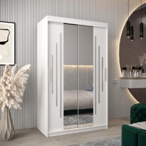 SCHWEBETÜRENSCHRANK 200/120/62 2-türig Holz Abiks Möbel Möbel > Schränke > Kleiderschränke > Schwebetürenschränke Weiß