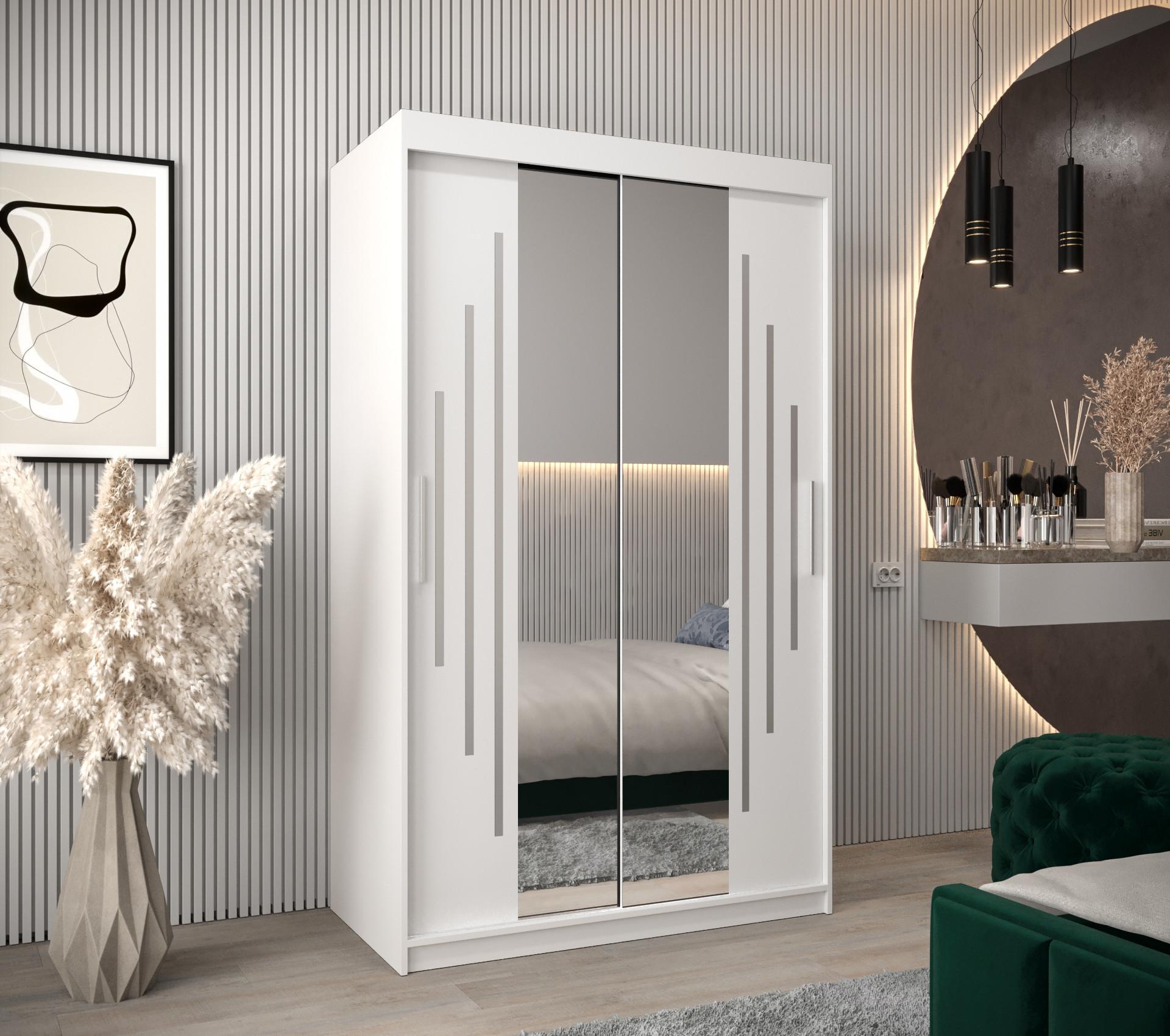 SCHWEBETÜRENSCHRANK 200/120/62 2-türig Holz Abiks Möbel Möbel > Schränke > Kleiderschränke > Schwebetürenschränke Weiß