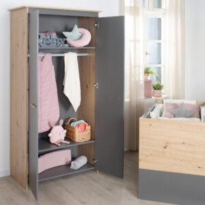 wohnli-moebel-suche-800000625242-1 KLEIDERSCHRANK Anna 2-türig Holzwerkstoff Roba Möbel > Schränke > Kleiderschränke Anthrazit