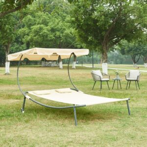 wohnli-moebel-suche-800000625605-1 DOPPELLIEGE Avigliano Textil, Metall casa.pro Garten & Outdoor > Gartenmöbel > Gartenliegen Beige