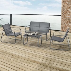 wohnli-moebel-suche-800000625803-1 GARTENMÖBEL-SET 4 TLG. Anzi Textil, Metall, Glas casa.pro Garten & Outdoor > Gartenmöbel > Gartenmöbel-Sets Grau