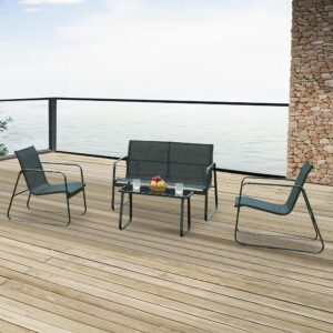 wohnli-moebel-suche-800000625805-1 GARTENMÖBEL-SET 4 TLG. Anzi Textil, Metall, Glas casa.pro Garten & Outdoor > Gartenmöbel > Gartenmöbel-Sets Schwarz