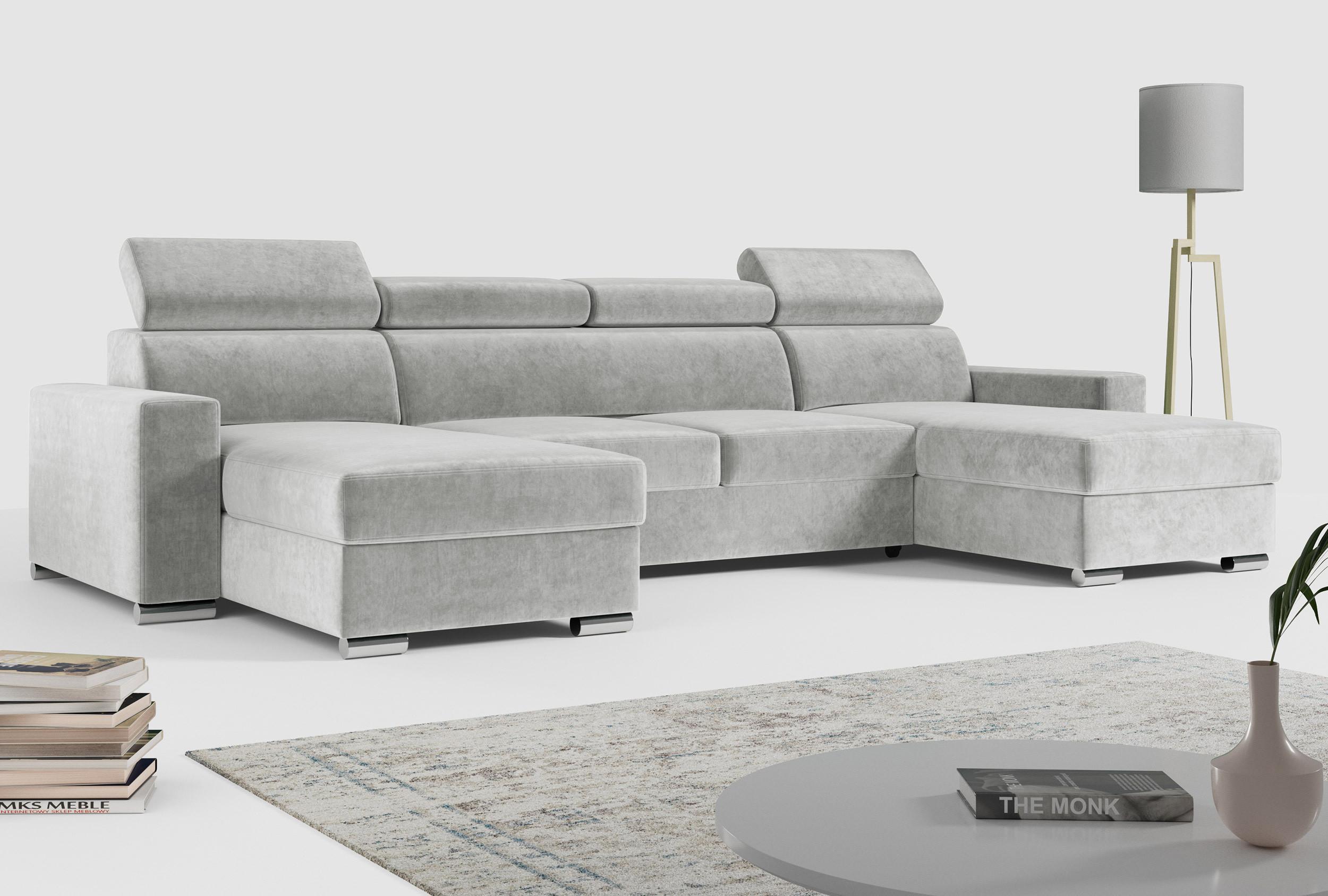 WOHNLANDSCHAFT FOX U Grau - Velvet Textil MKS Möbel > Sofas & Couches > Wohnlandschaften > Wohnlandschaften U-Form Grau