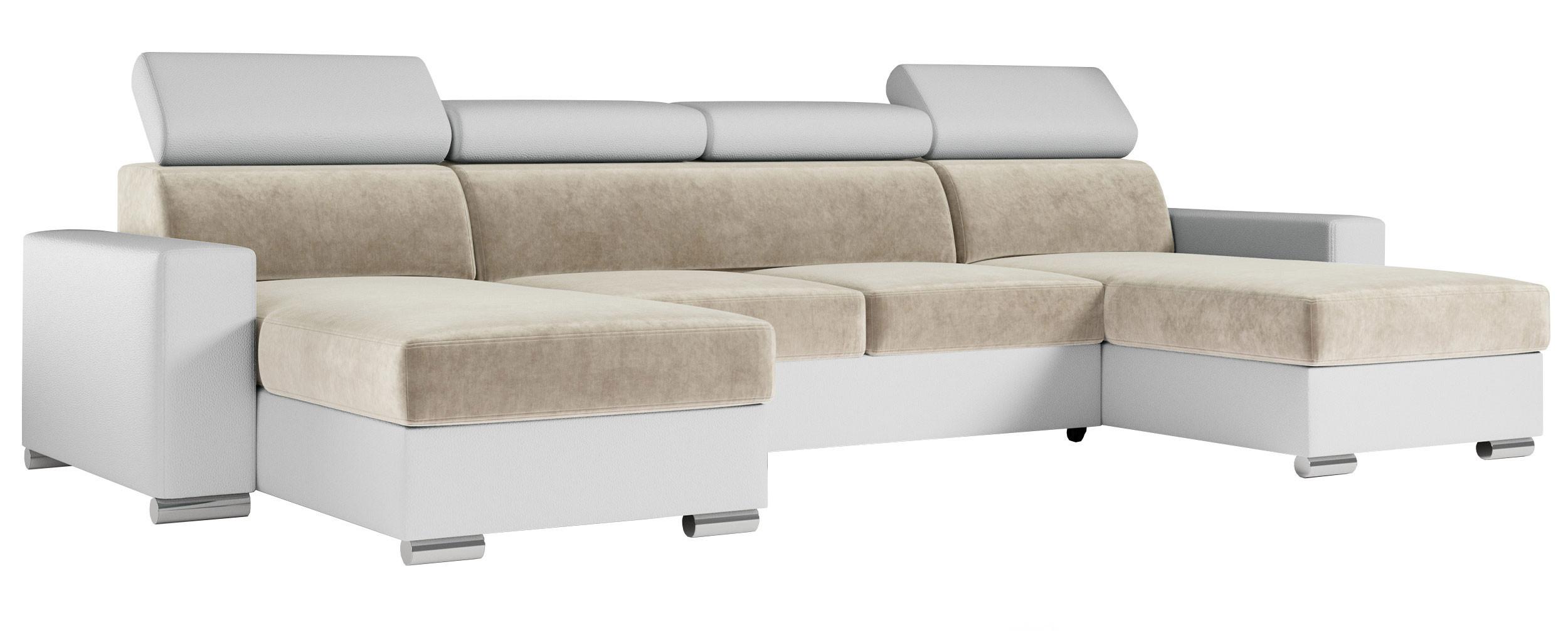 Wohnli Möbelsuche - WOHNLANDSCHAFT FOX U Beige/Weiß - Velvet/Kunstleder