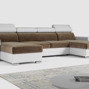 wohnli-moebel-suche-800000628976-1 WOHNLANDSCHAFT FOX U Braun/Weiß - Velvet/Kunstleder Textil MKS Möbel > Sofas & Couches > Wohnlandschaften > Wohnlandschaften U-Form Braun
