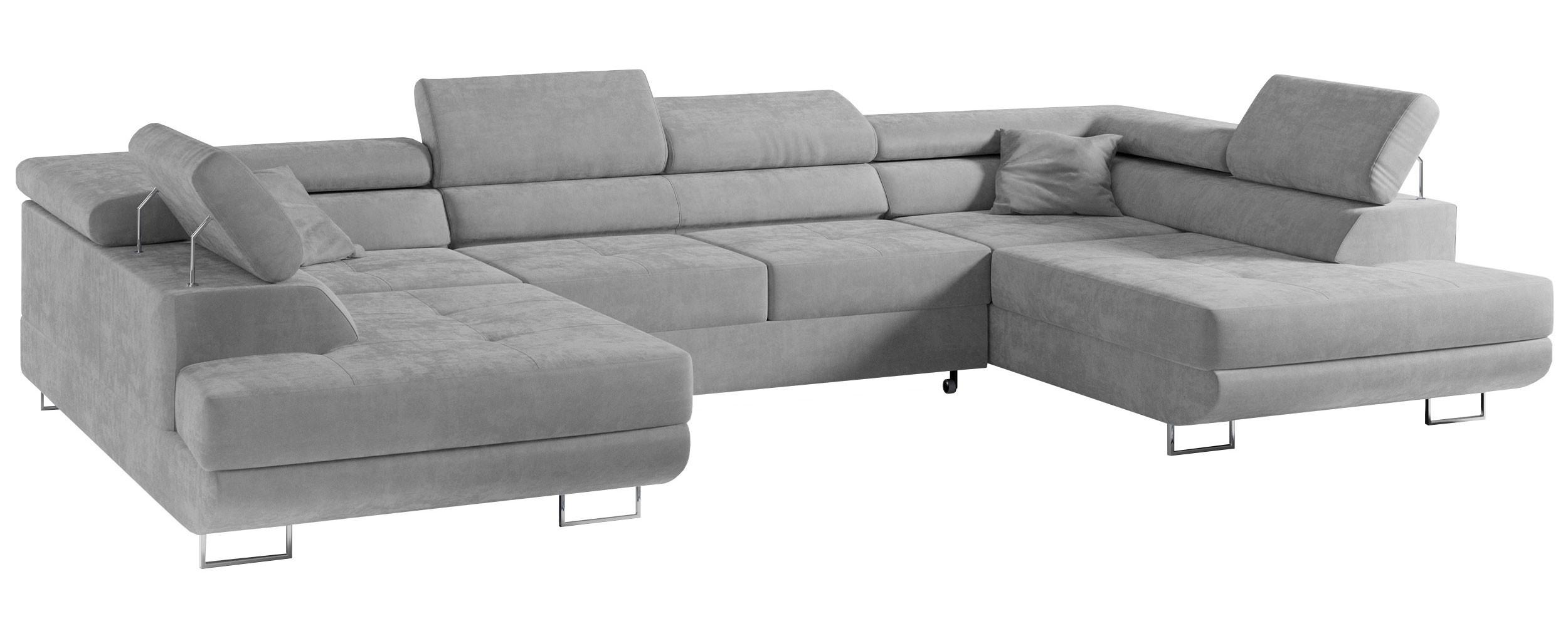 Wohnli Möbelsuche - WOHNLANDSCHAFT GUSTAW U Hellgrau Velvet