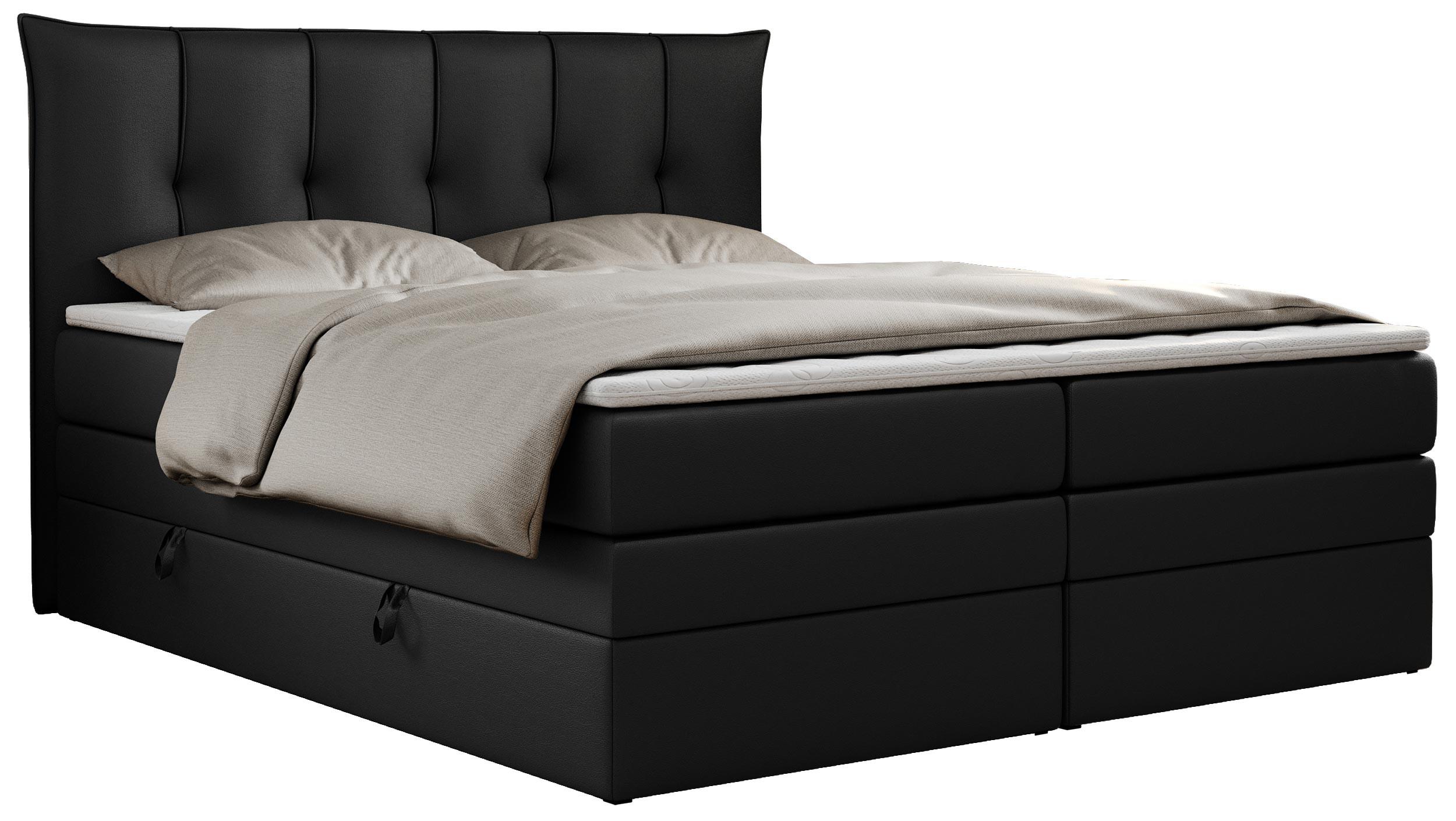 wohnli-moebel-suche-800000629011 Wohnli Möbelsuche - BOXSPRINGBETT PREMIUM 10 KING 200/200 Schwarz Kunstleder - H4