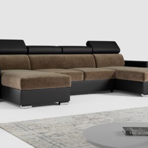 wohnli-moebel-suche-800000629020-1 WOHNLANDSCHAFT FOX U Braun/Schwarz - Velvet/Kunstleder Textil MKS Möbel > Sofas & Couches > Wohnlandschaften > Wohnlandschaften U-Form Braun