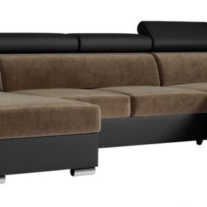 wohnli-moebel-suche-800000629020 Wohnli Möbelsuche - WOHNLANDSCHAFT FOX U Braun/Schwarz - Velvet/Kunstleder