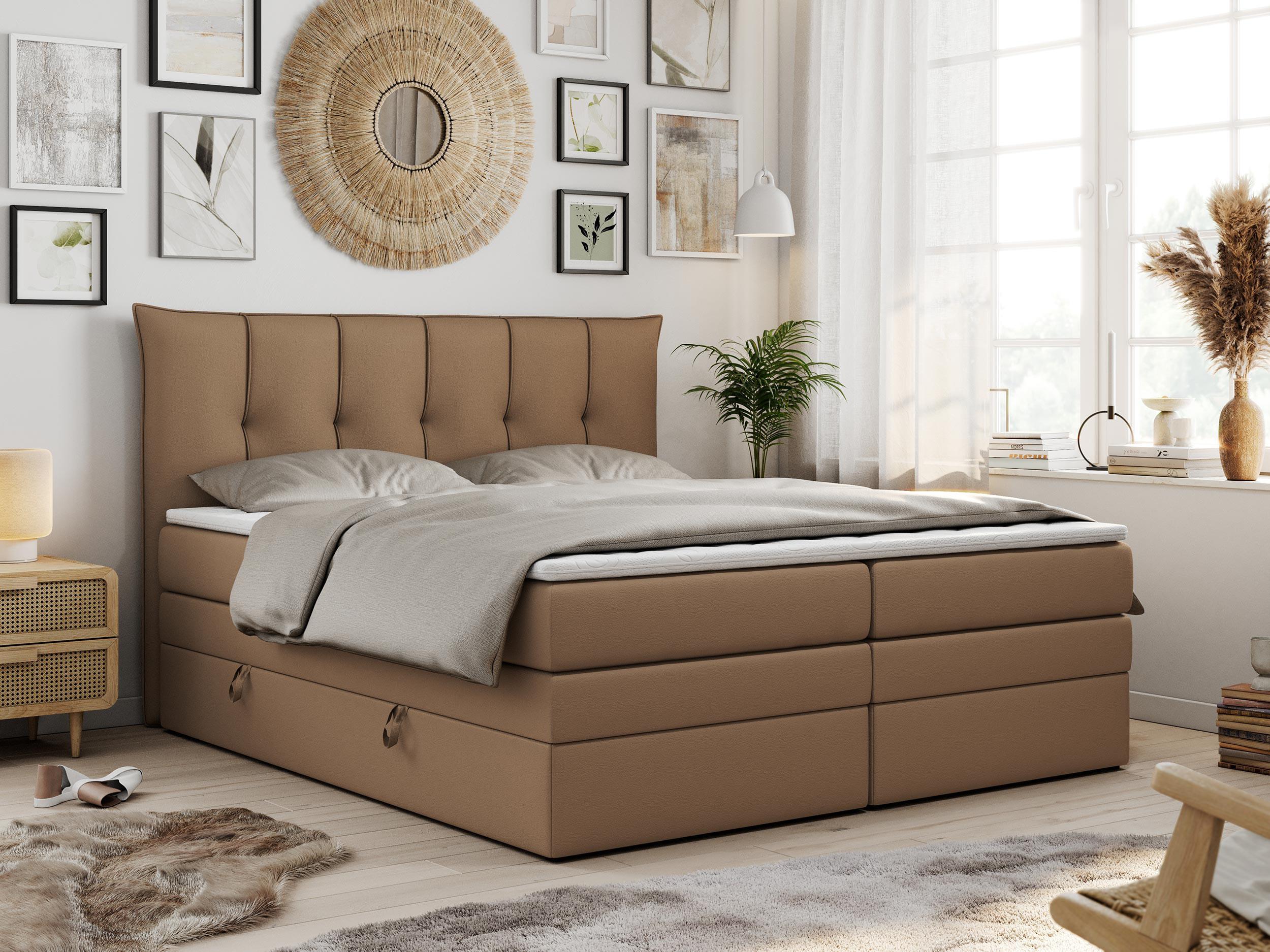wohnli-moebel-suche-800000629039-1 BOXSPRINGBETT PREMIUM 10 KING 140/200 Braun Kunstleder - H3 Textil MKS Möbel > Betten > Boxspringbetten Braun