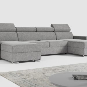 WOHNLANDSCHAFT FOX U Hellgrau - Velvet Textil MKS Möbel > Sofas & Couches > Wohnlandschaften > Wohnlandschaften U-Form Grau