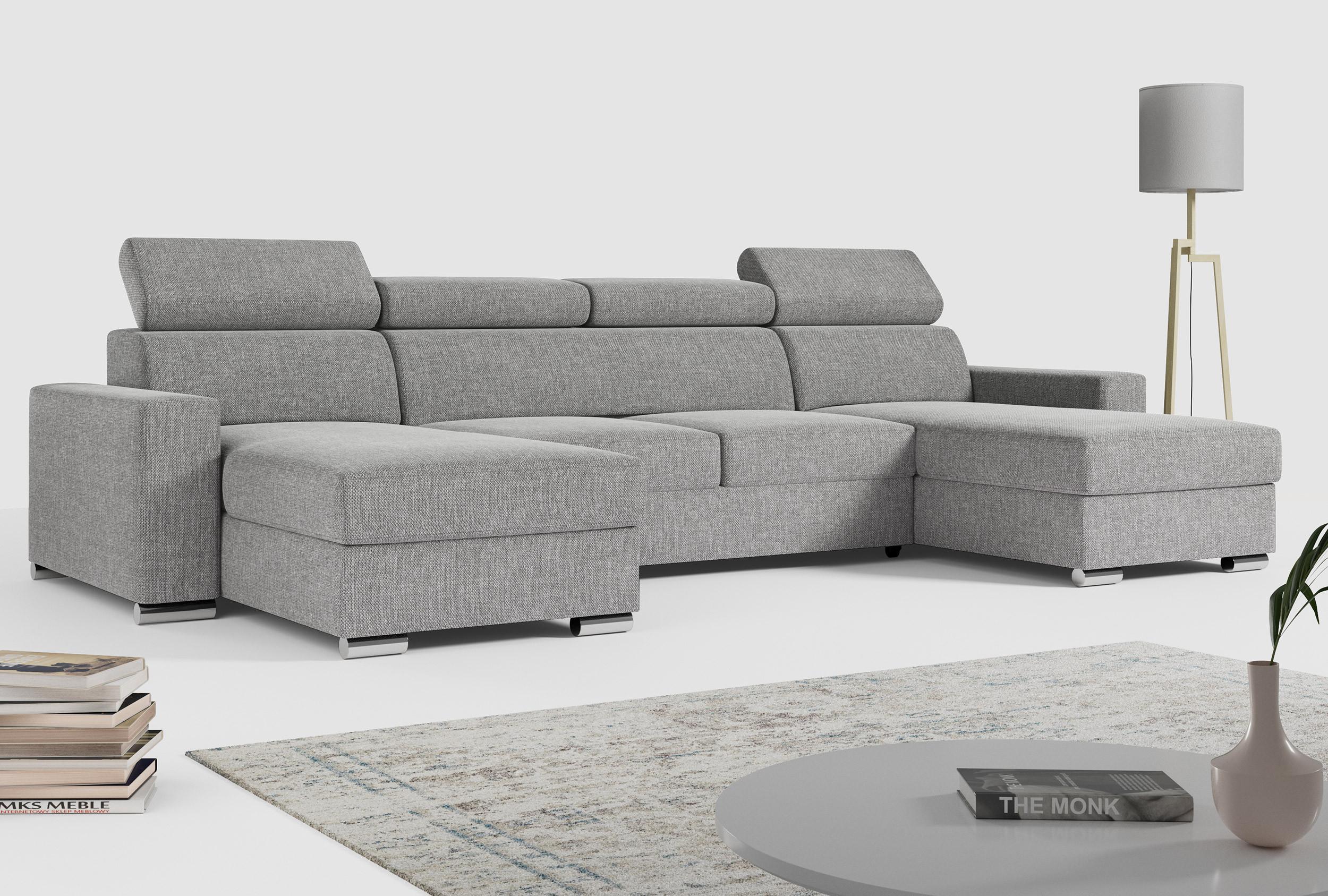 WOHNLANDSCHAFT FOX U Hellgrau - Velvet Textil MKS Möbel > Sofas & Couches > Wohnlandschaften > Wohnlandschaften U-Form Grau