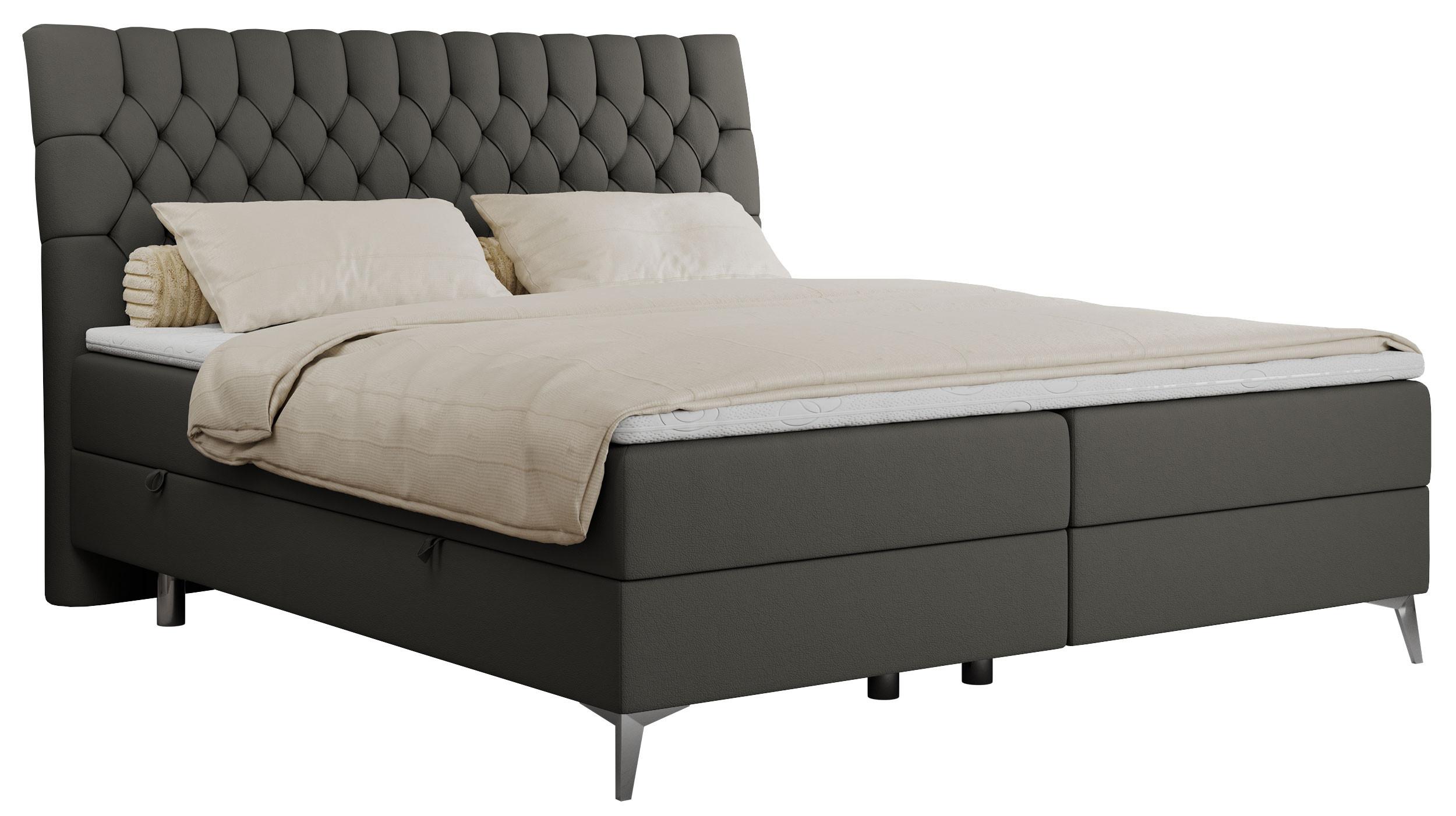 wohnli-moebel-suche-800000629068 Wohnli Möbelsuche - BOXBETT MILEN 200/200 Dunkelgrau Kunstleder - H3