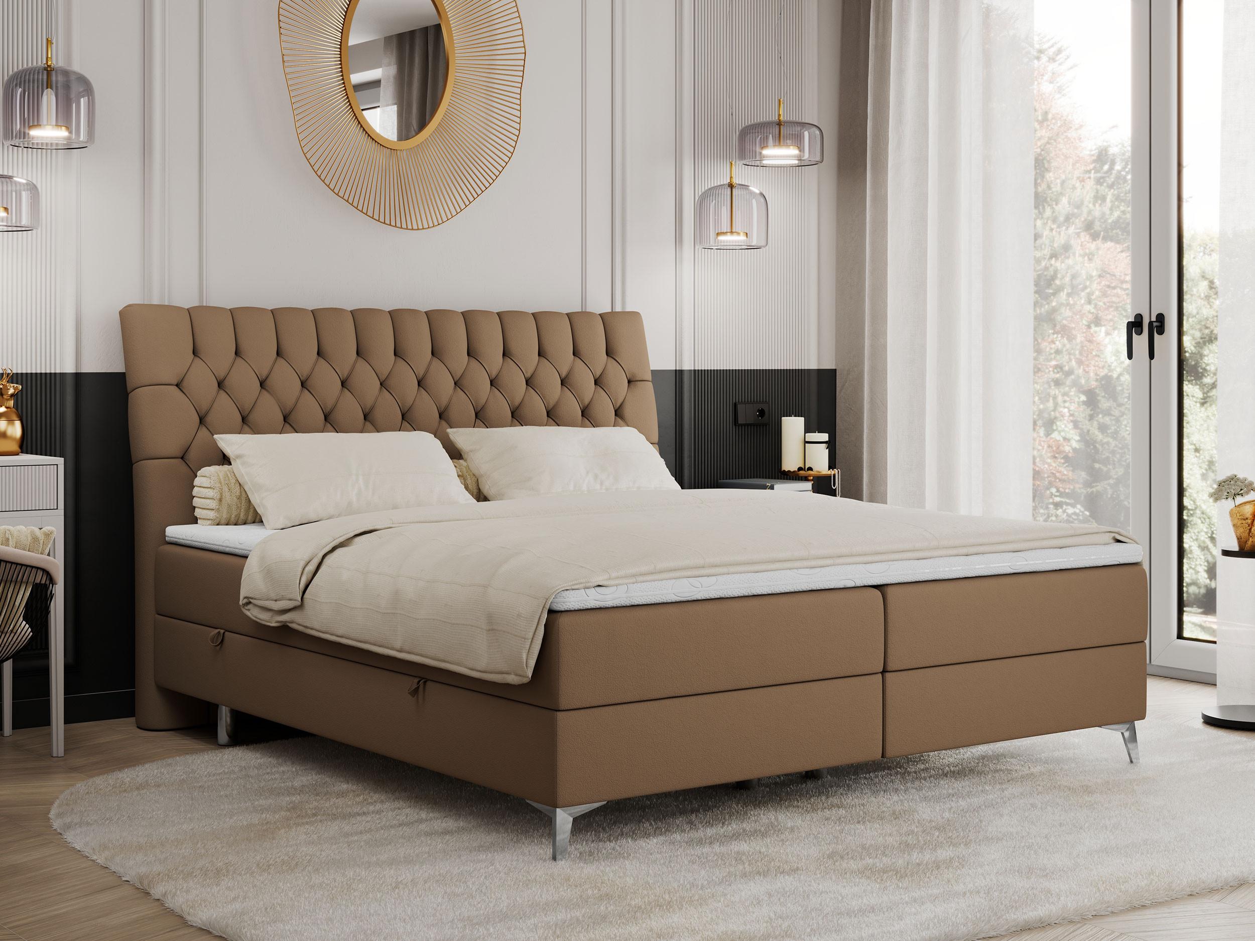 wohnli-moebel-suche-800000629151-1 BOXBETT MILEN 200/200 Braun Kunstleder - H3 Textil MKS Möbel > Betten > Boxspringbetten Braun