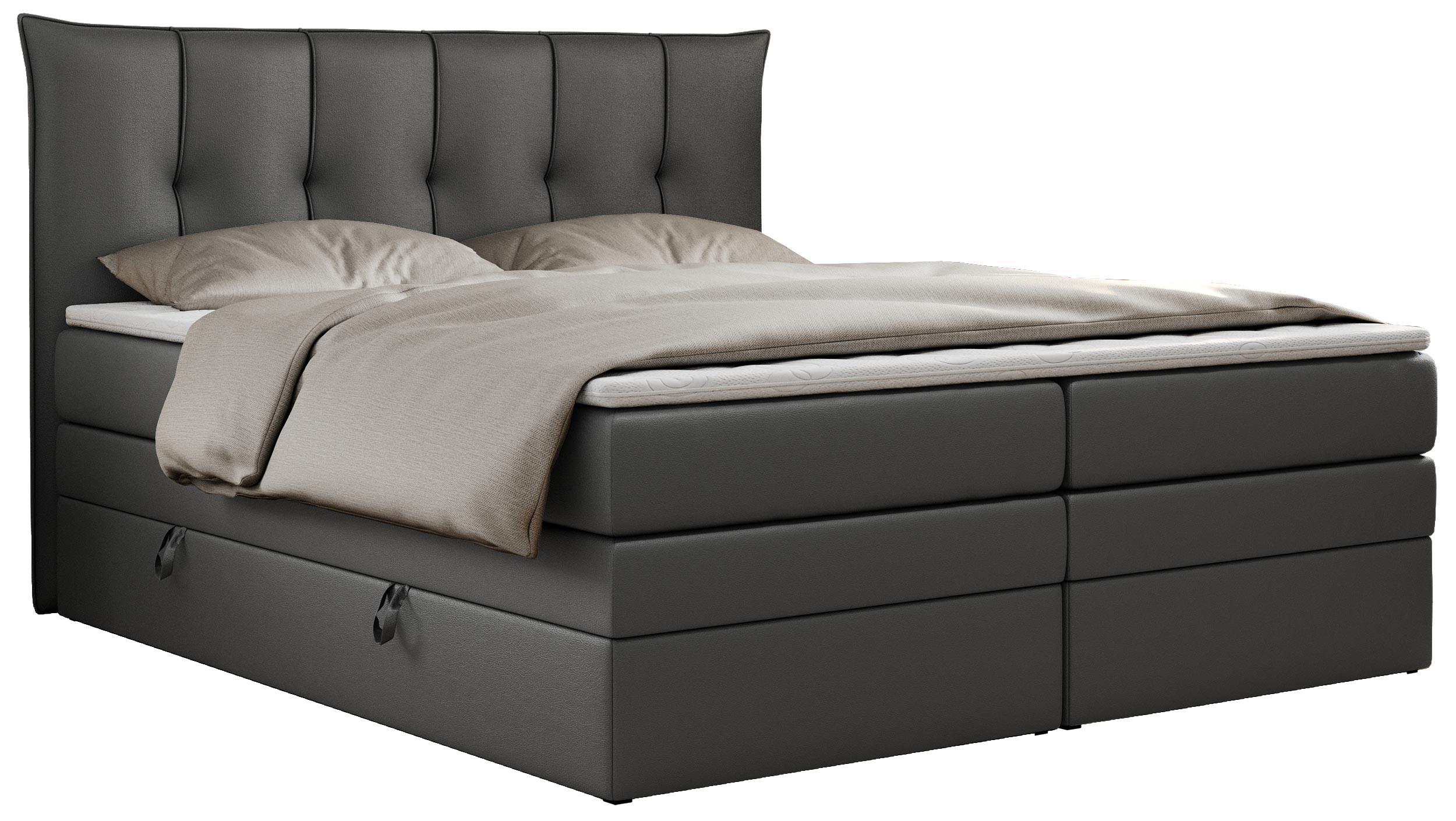 wohnli-moebel-suche-800000629157 Wohnli Möbelsuche - BOXSPRINGBETT PREMIUM 10 KING 160/200 Dunkelgrau Kunstleder - H4