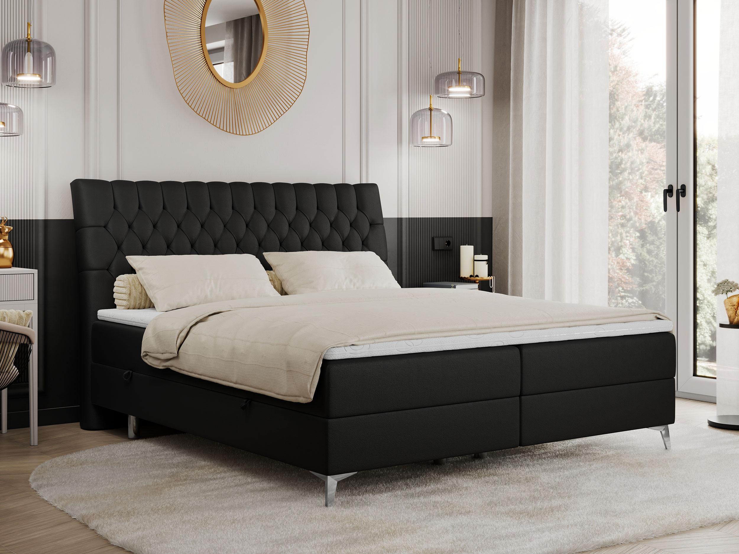 wohnli-moebel-suche-800000629161-1 BOXBETT MILEN 200/200 Schwarz Kunstleder - H3 Textil MKS Möbel > Betten > Boxspringbetten Schwarz