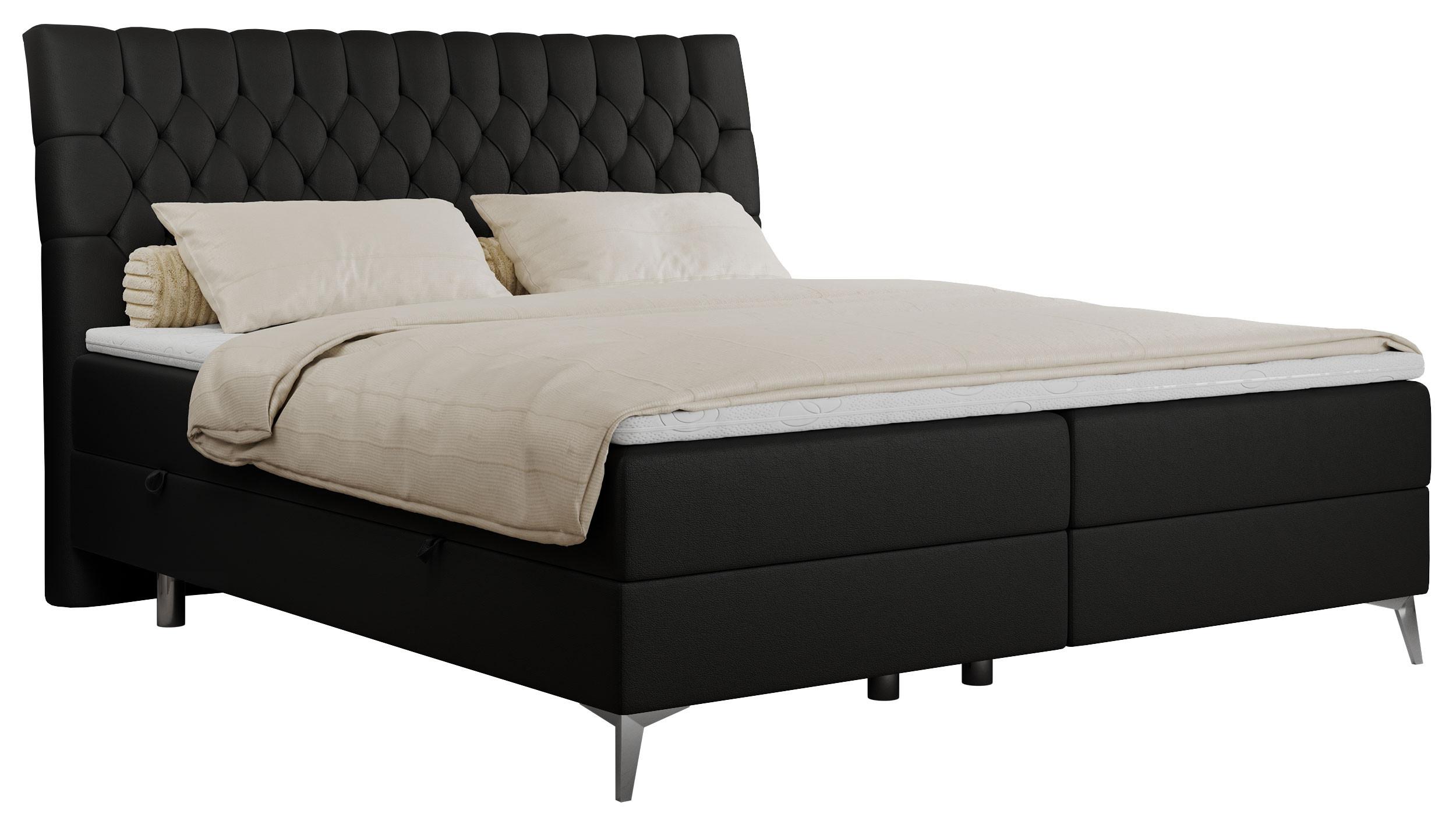 wohnli-moebel-suche-800000629161 Wohnli Möbelsuche - BOXBETT MILEN 200/200 Schwarz Kunstleder - H3