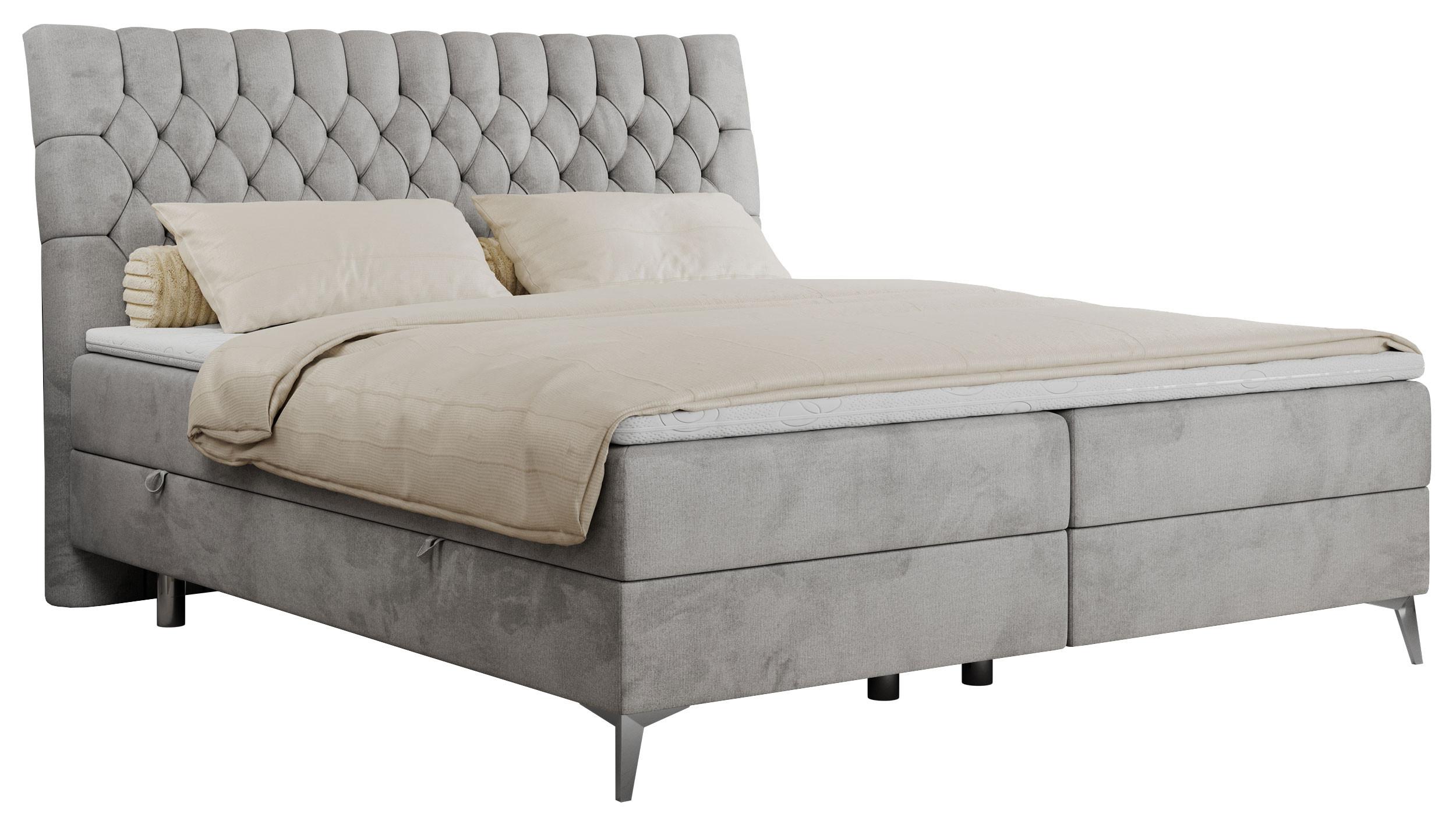wohnli-moebel-suche-800000629182 Wohnli Möbelsuche - BOXBETT MILEN 160/200 Hellgrau Velvet - H4