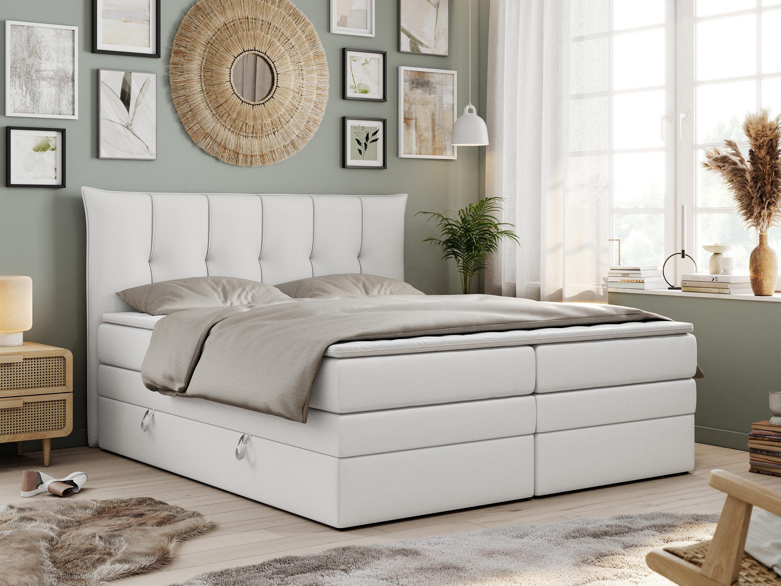 BOXSPRINGBETT PREMIUM 10 KING 180/200 Weiß Kunstleder - H4 Textil MKS Möbel > Betten > Boxspringbetten Weiß